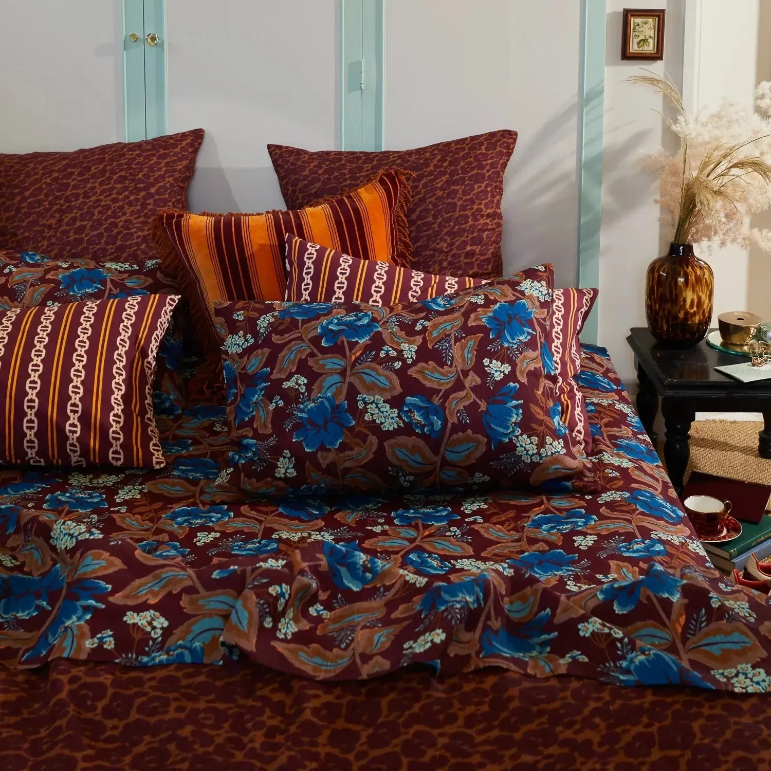 Margot Linen Pillowcase Set - Mahogany-Soft Furnishings-Sage & Clare-The Bay Room