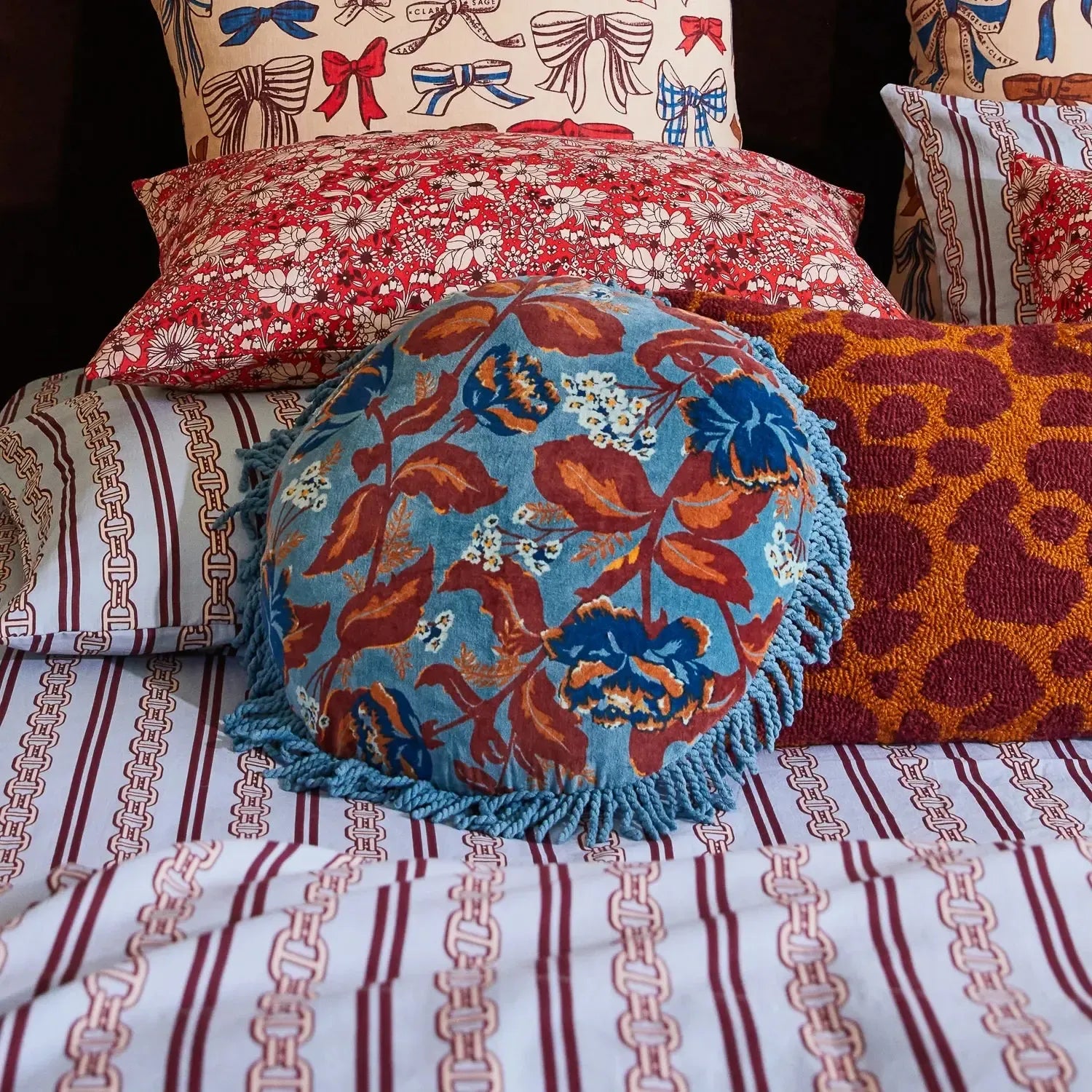 Margot Velvet Cushion - Celeste-Soft Furnishings-Sage & Clare-The Bay Room