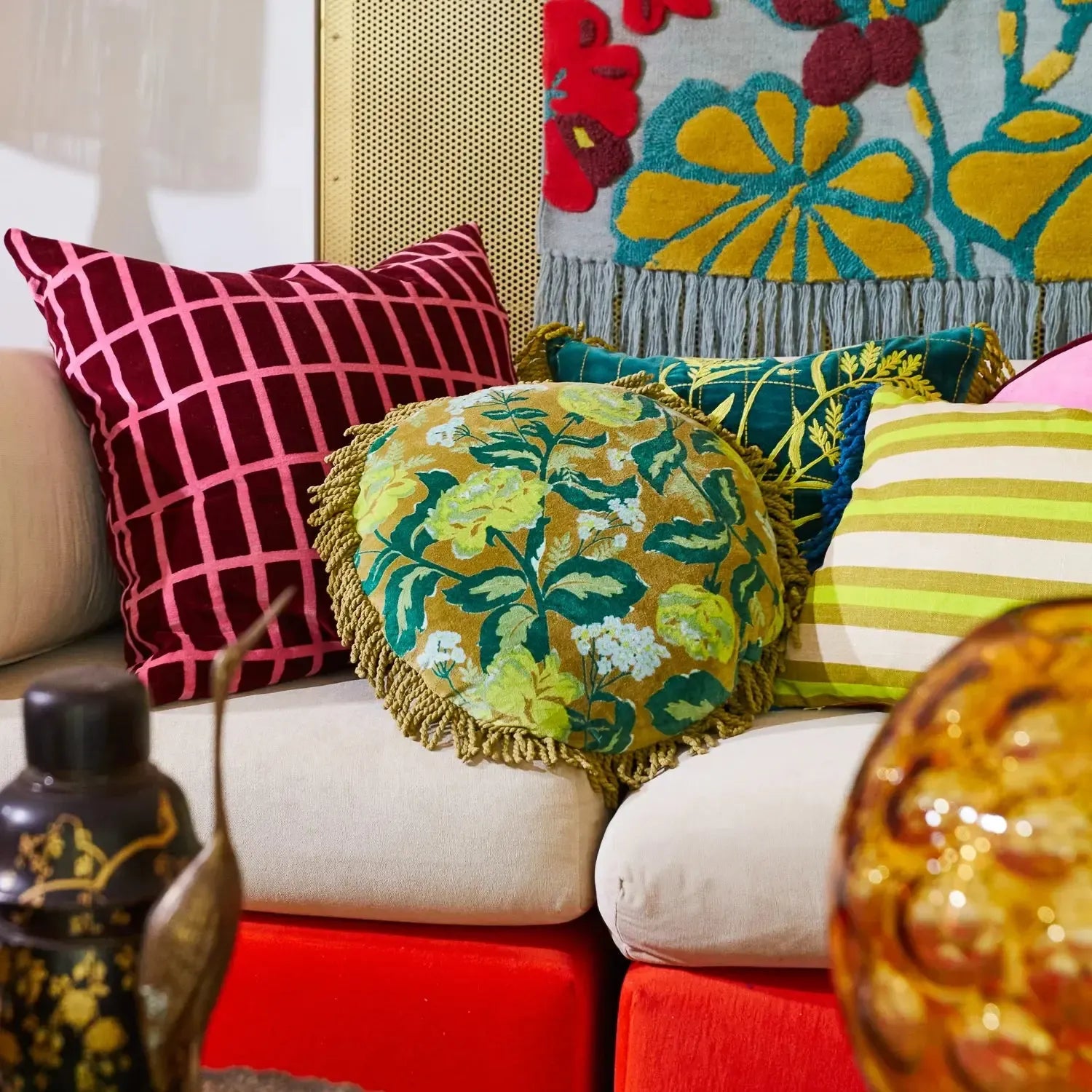Margot Velvet Cushion - Olive-Soft Furnishings-Sage & Clare-The Bay Room