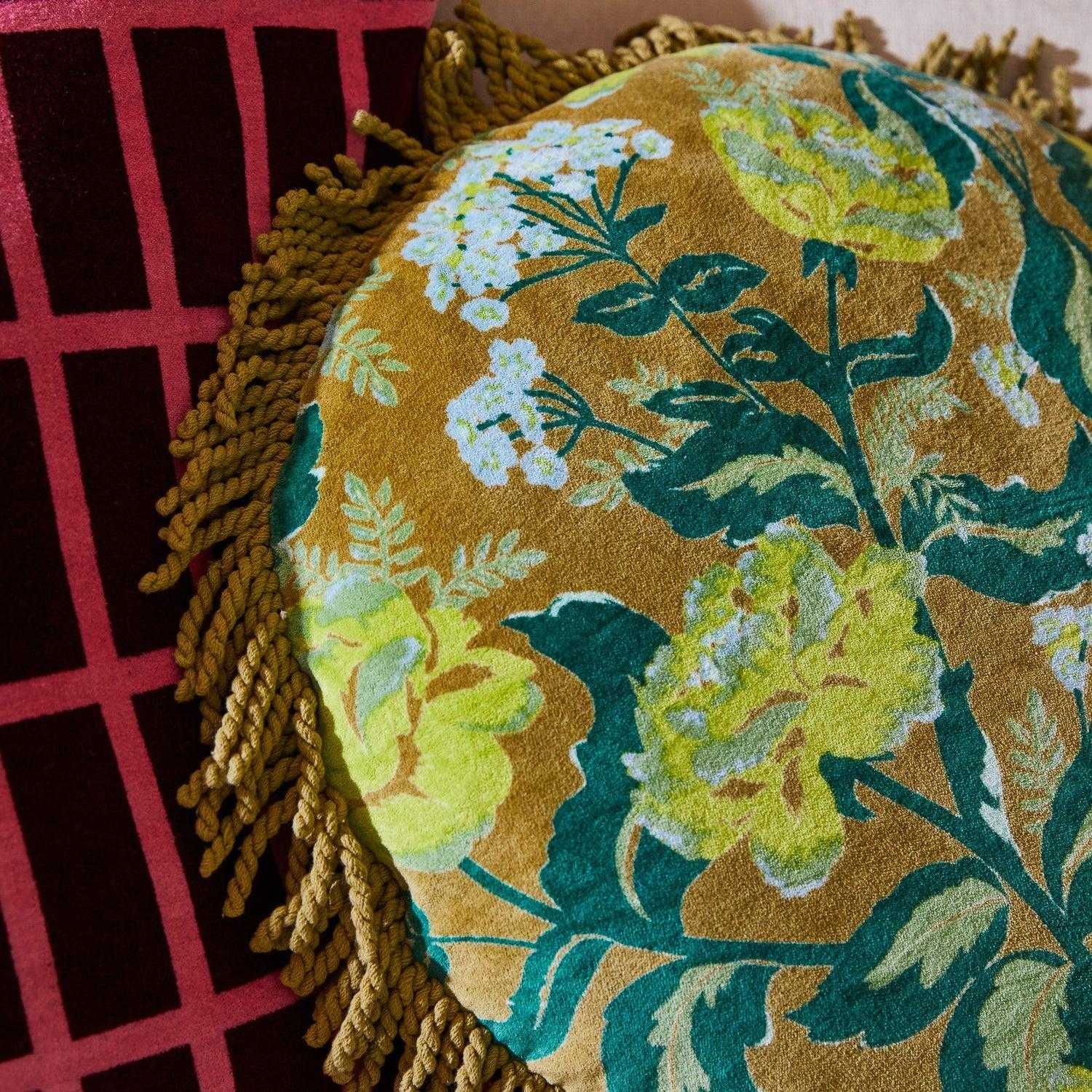 Margot Velvet Cushion - Olive-Soft Furnishings-Sage & Clare-The Bay Room