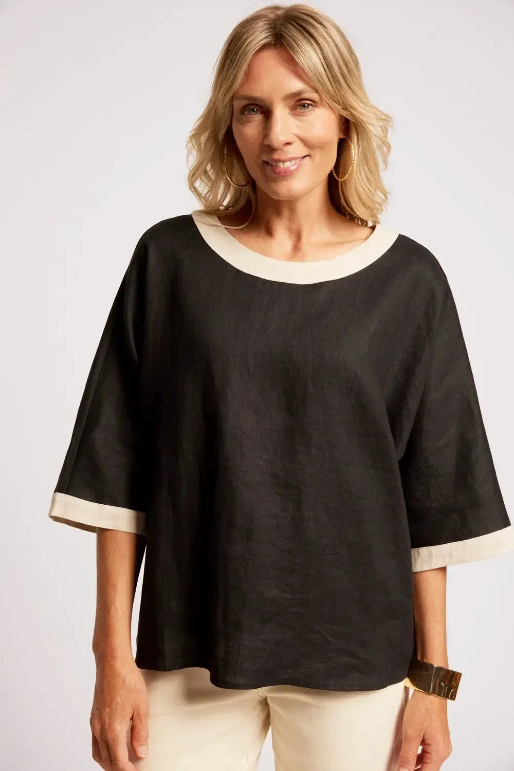 Maris Relaxed Splice Top - Black/Tusk-Tops-Eb & Ive-The Bay Room