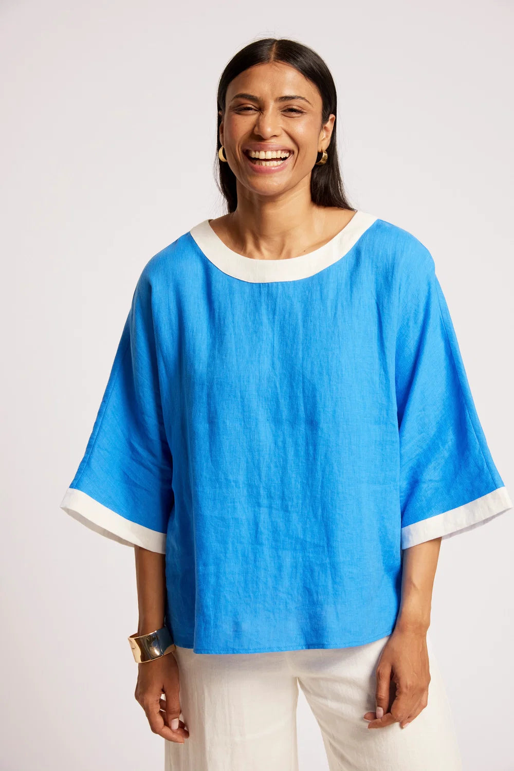 Maris Relaxed Splice Top - Marine/White-Tops-Eb & Ive-The Bay Room