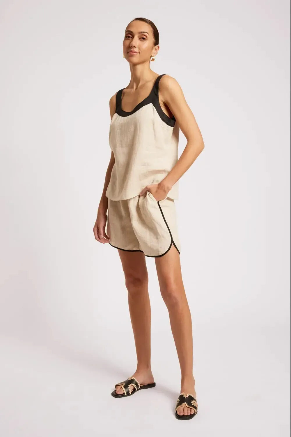 Maris Splice Tank - Tusk/Black-Tops-Eb & Ive-The Bay Room
