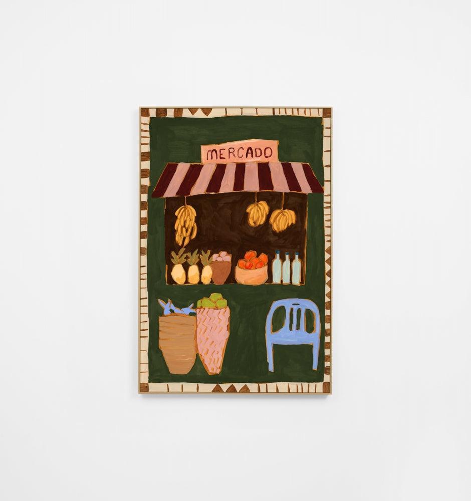 Market Stall Green Canvas 82x122cm-Wall Decor-Middle of Nowhere-The Bay Room