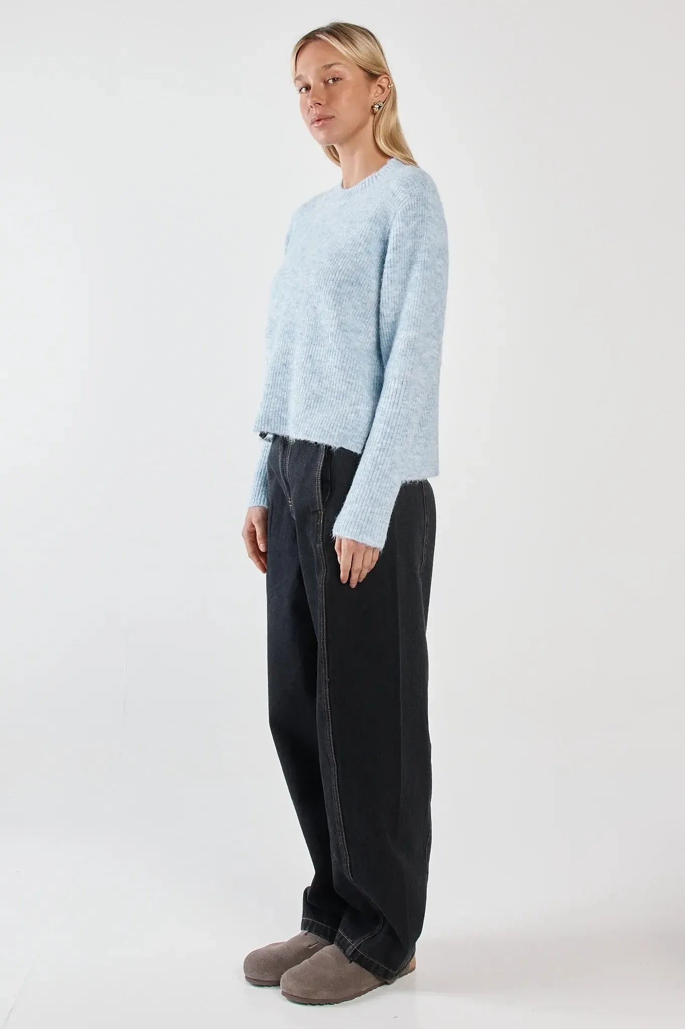 Marli Boxy Rib Knit - Pale Blue-Tops-SASS-The Bay Room