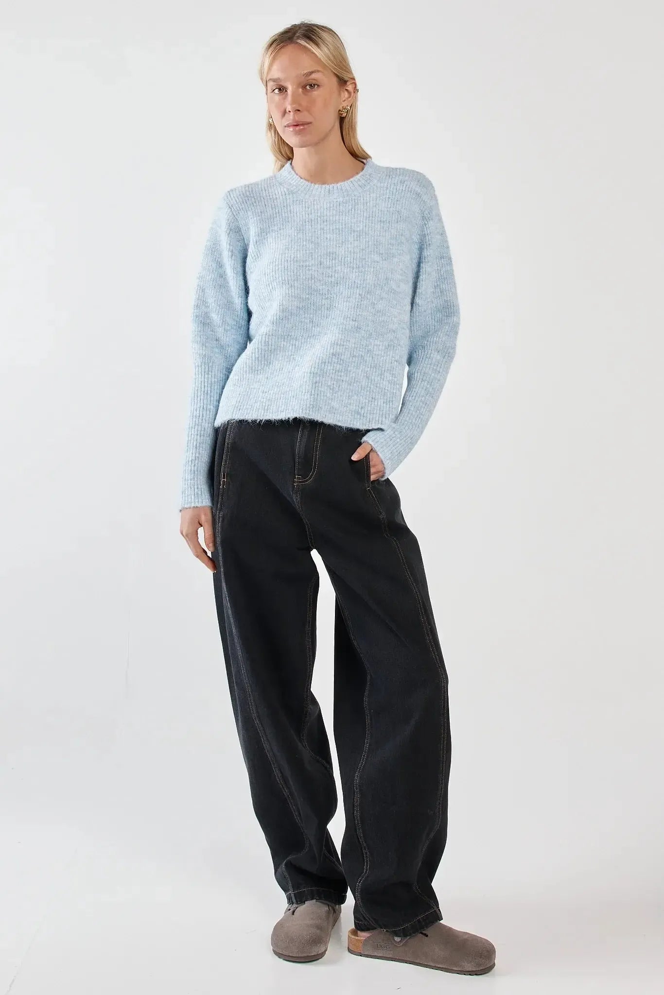 Marli Boxy Rib Knit - Pale Blue-Tops-SASS-The Bay Room