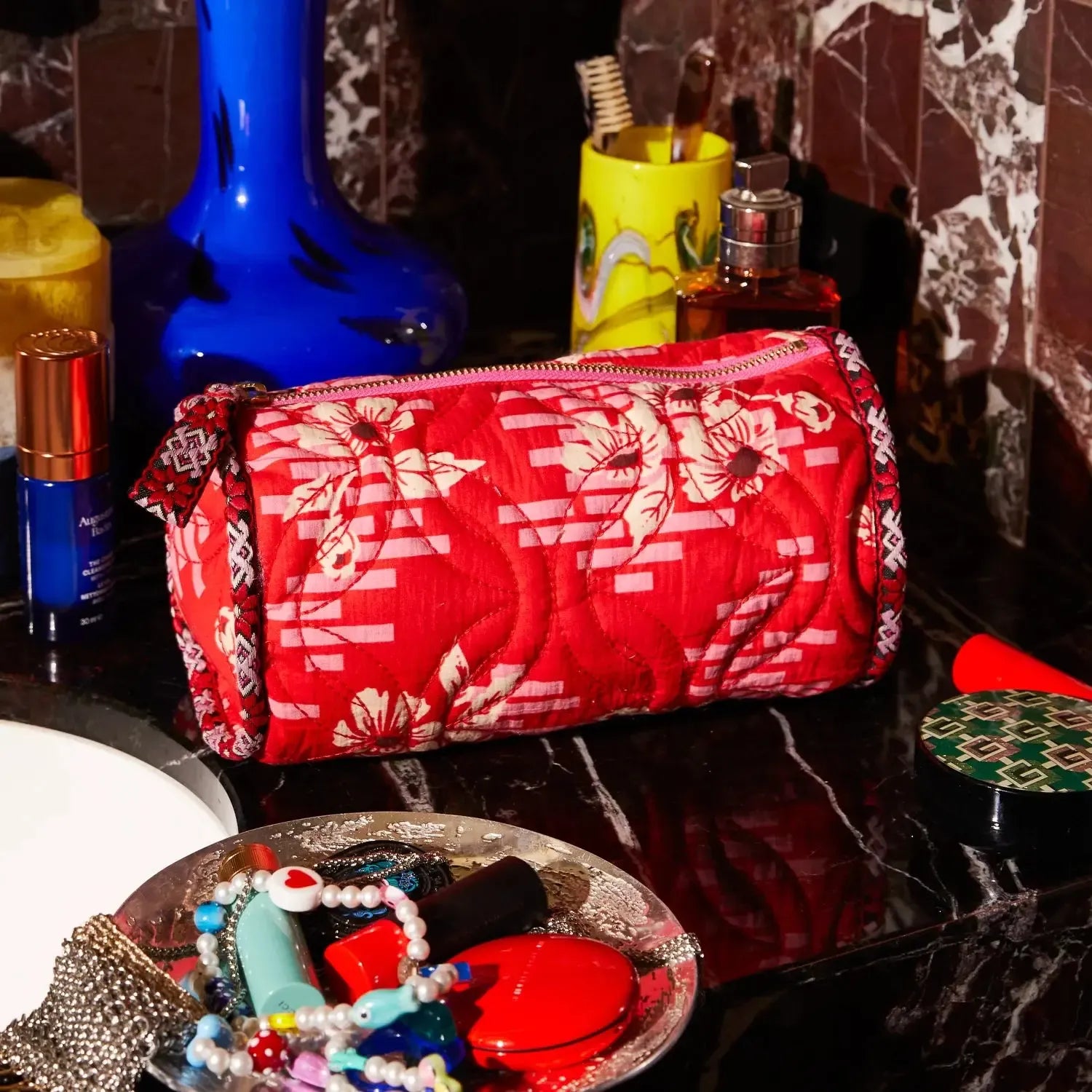 Marta Makeup Bag - Vermillion-Beauty & Well-Being-Sage & Clare-The Bay Room
