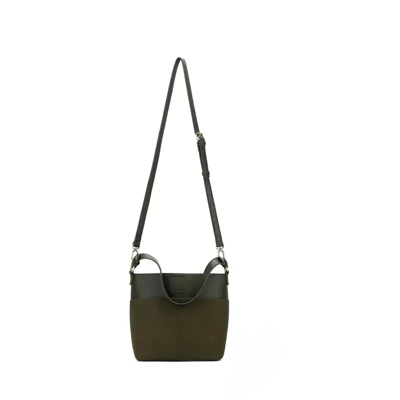 Martina Dark Olive Bucket/Crossbody Bag-Bags & Clutches-Black Caviar Designs-The Bay Room