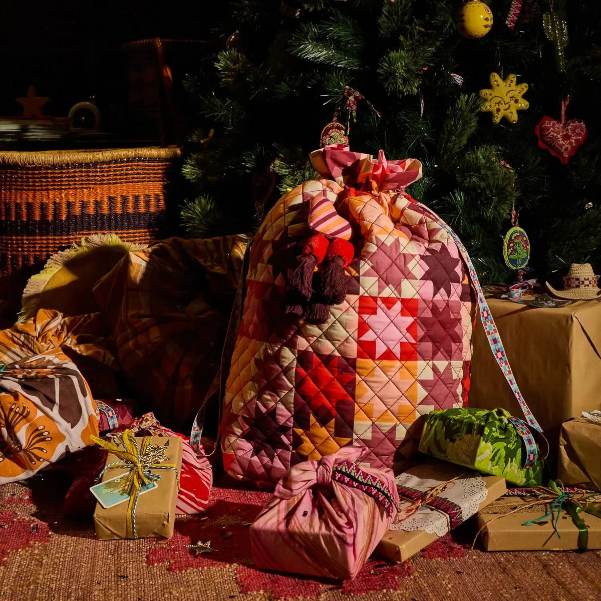 Matilda Santa Sack - Poppy-Christmas-Sage & Clare-The Bay Room