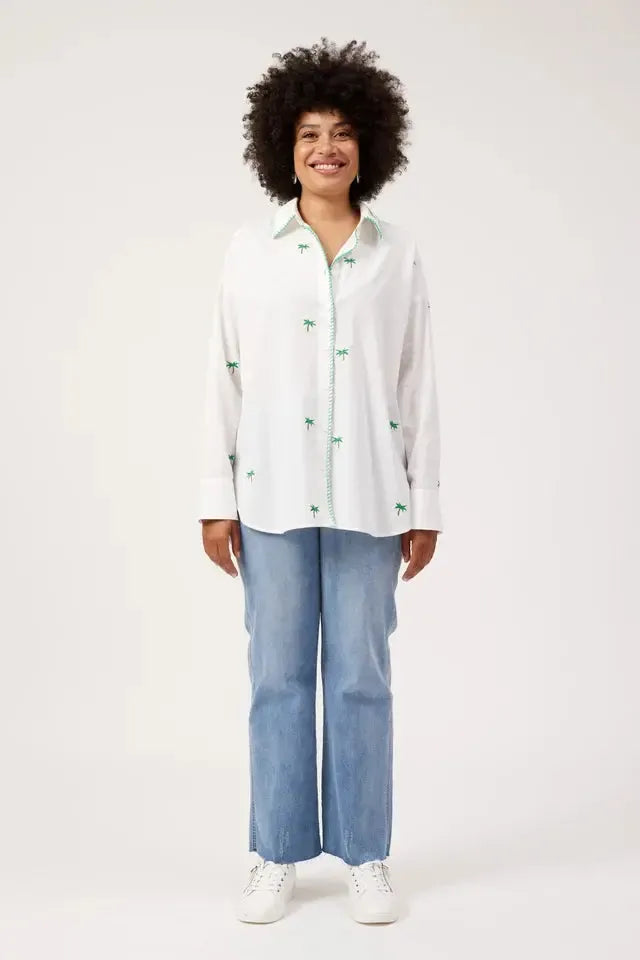 Mauritius Embroidered Shirt - White-Tops-Haven-The Bay Room