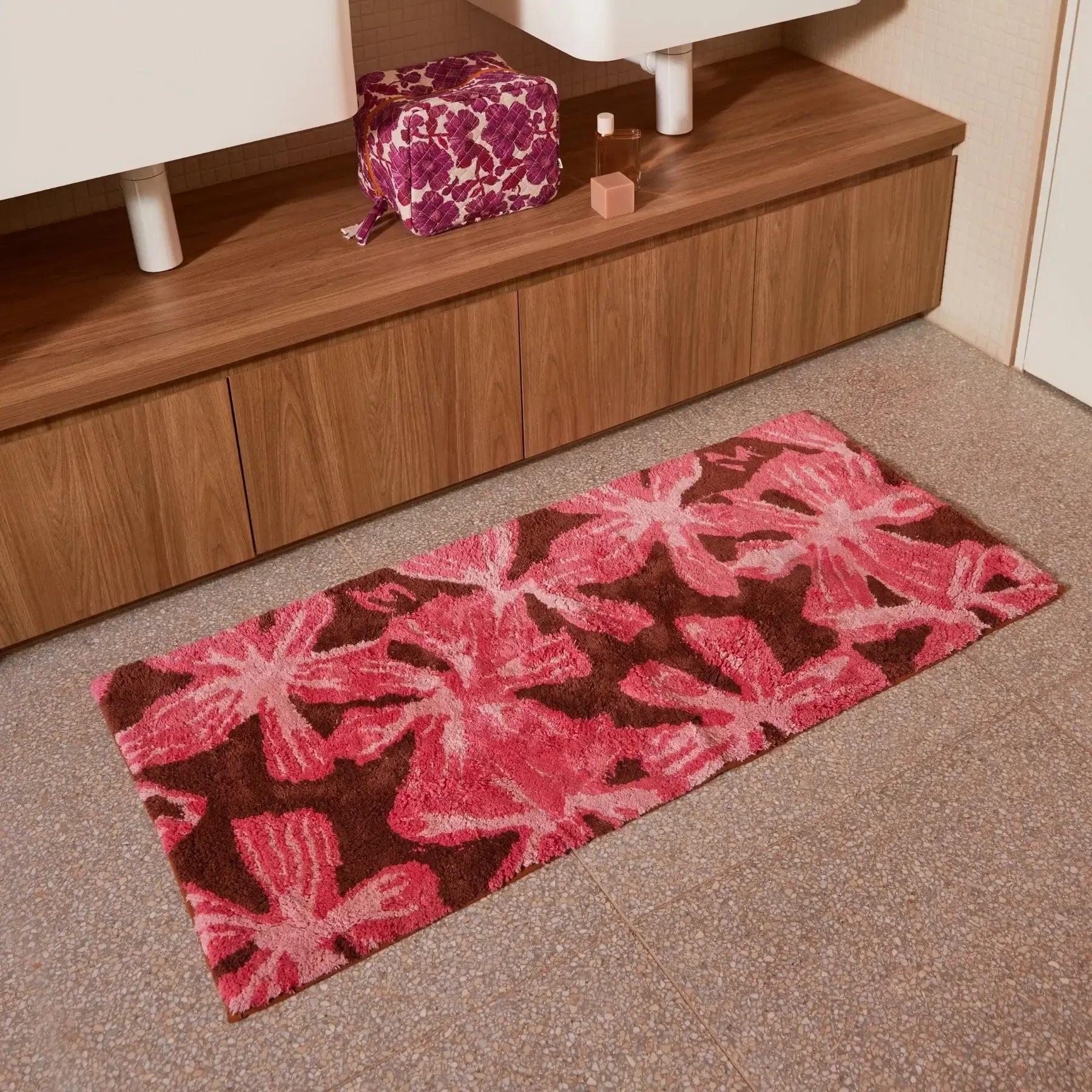 Mave Pink Long Bath Mat-Soft Furnishings-Bonnie & Neil-The Bay Room