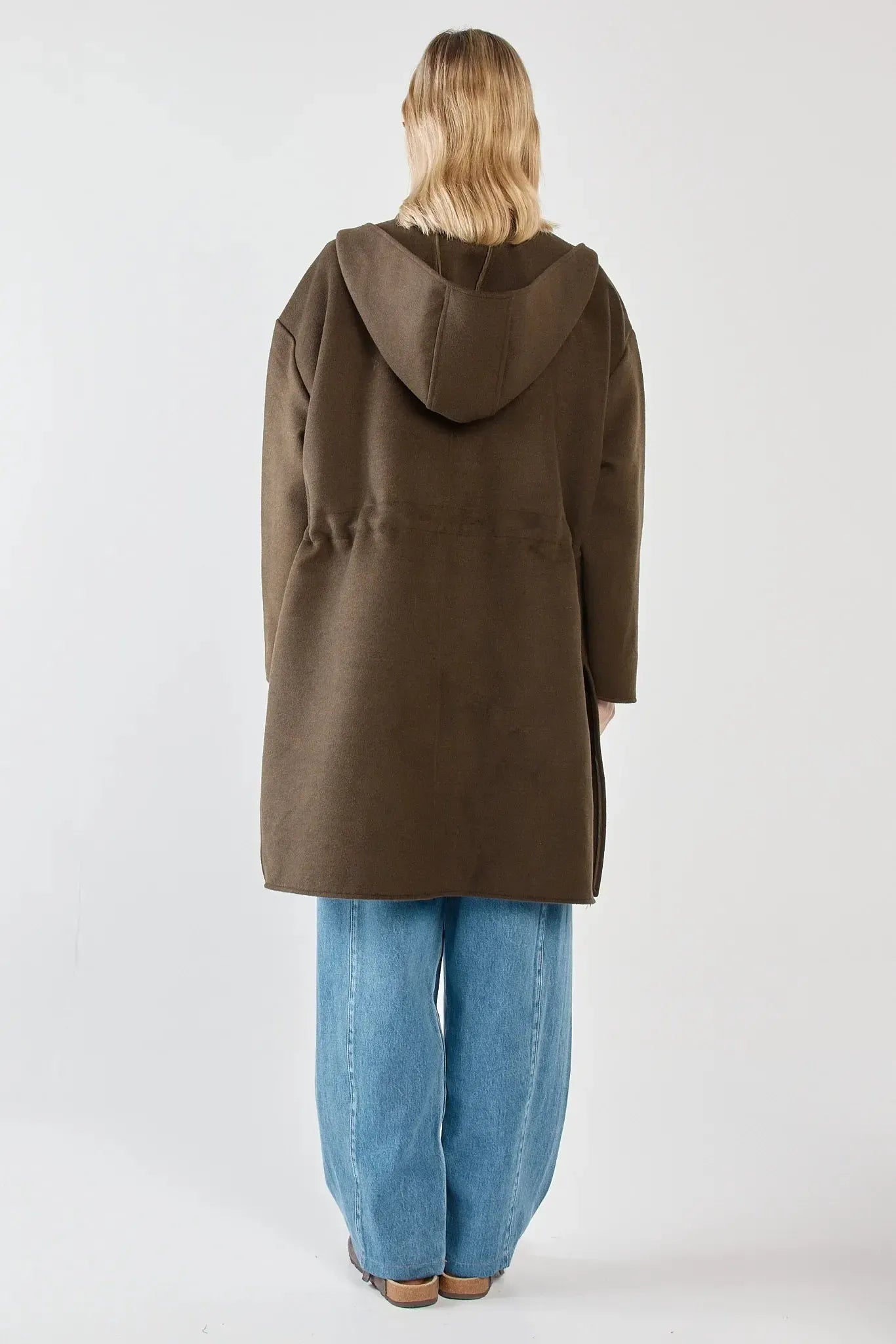 Maxi Hooded Coat - Dark Olive-Jackets, Coats & Vests-SASS-The Bay Room