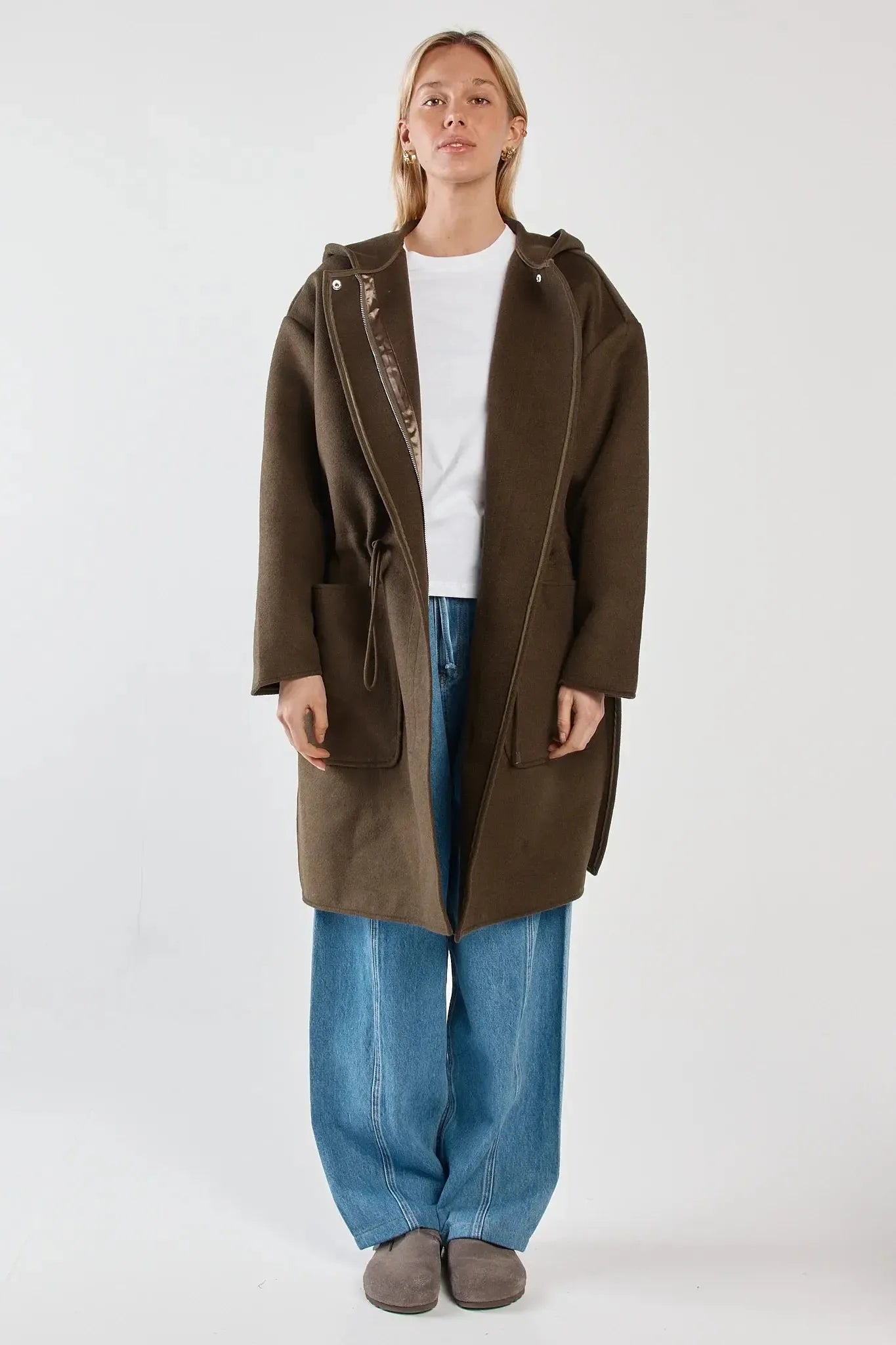 Maxi Hooded Coat - Dark Olive-Jackets, Coats & Vests-SASS-The Bay Room