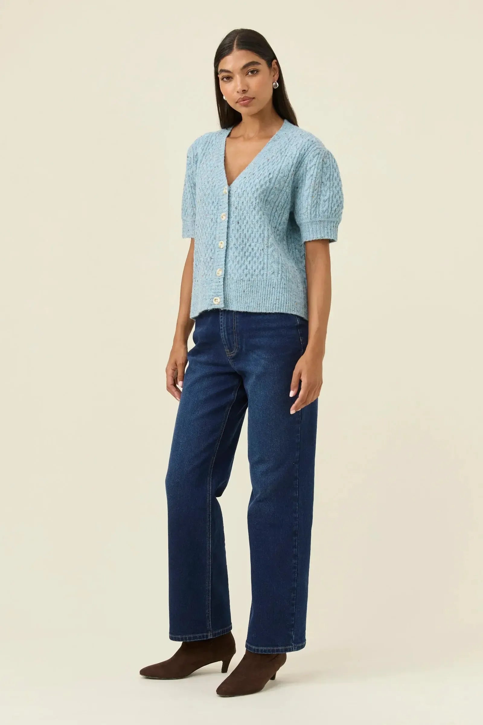 Mckenna Short Sleeve Cardigan - Ice Blue-Knitwear & Jumpers-Isle Of Mine-The Bay Room