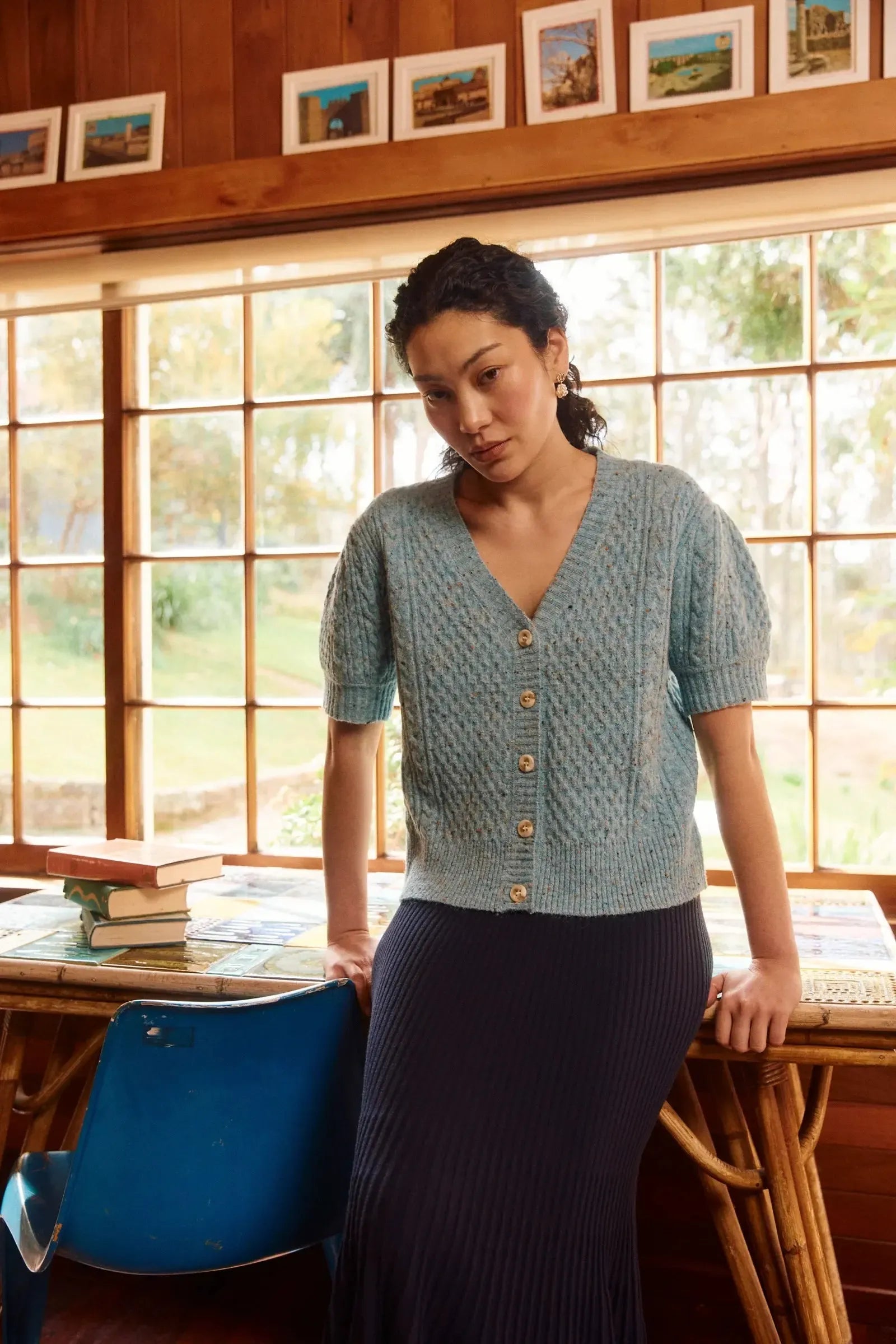 Mckenna Short Sleeve Cardigan - Ice Blue-Knitwear & Jumpers-Isle Of Mine-The Bay Room