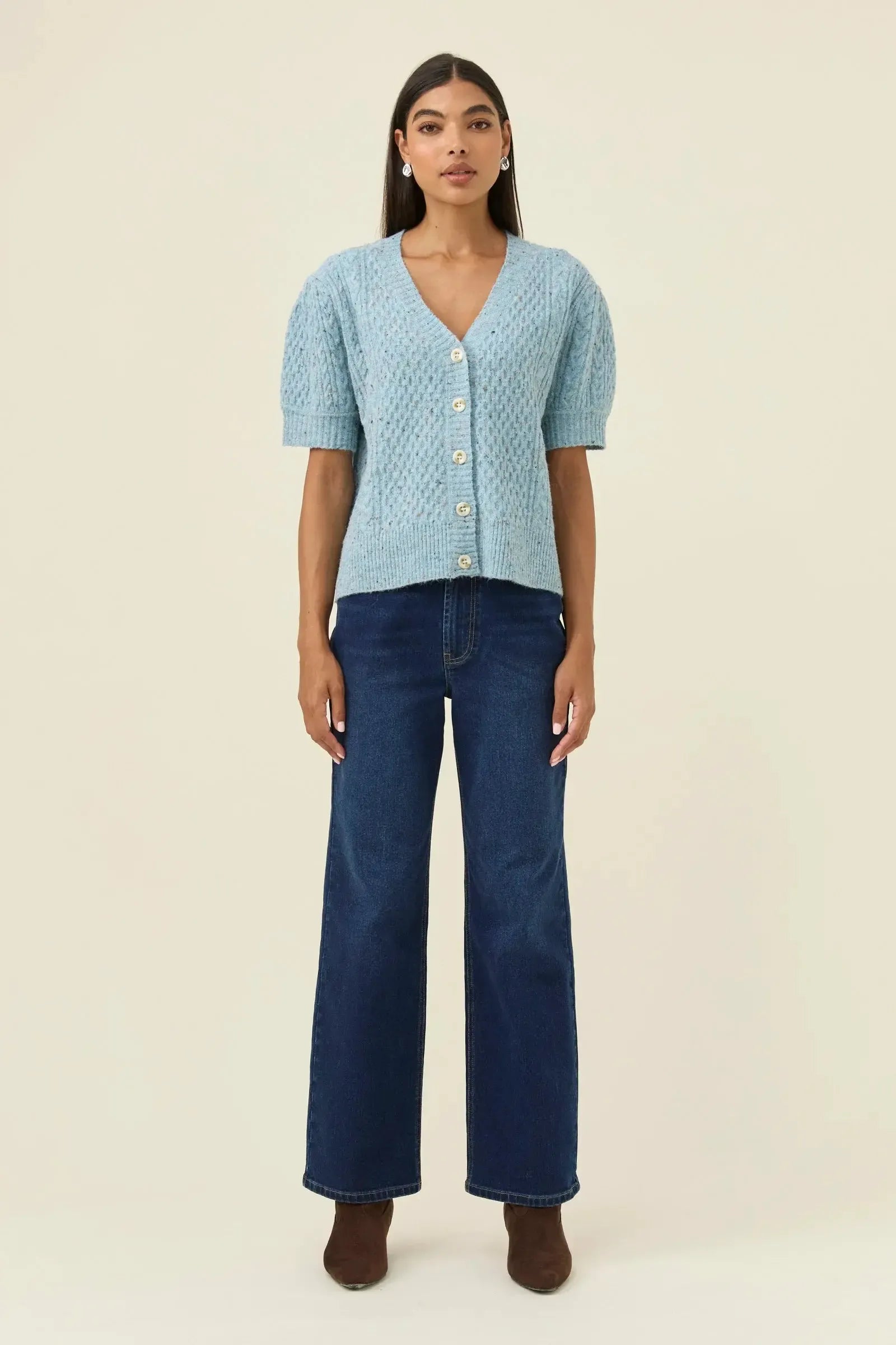 Mckenna Short Sleeve Cardigan - Ice Blue-Isle Of Mine-The Bay Room