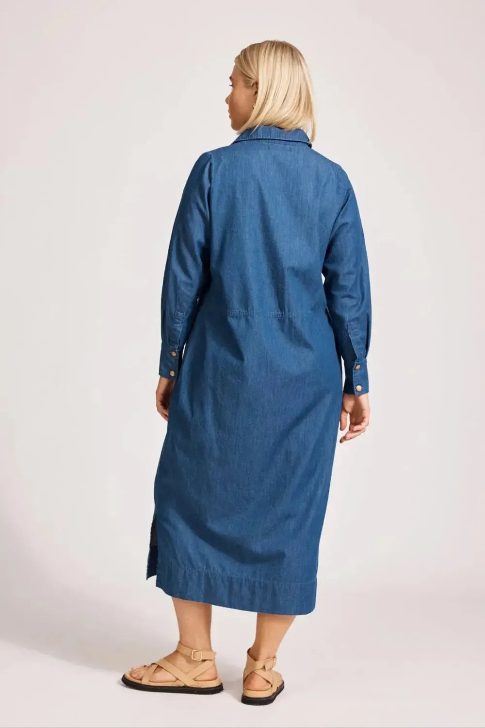 Melenia Denim Collared Dress - Indigo-Eb & Ive-The Bay Room