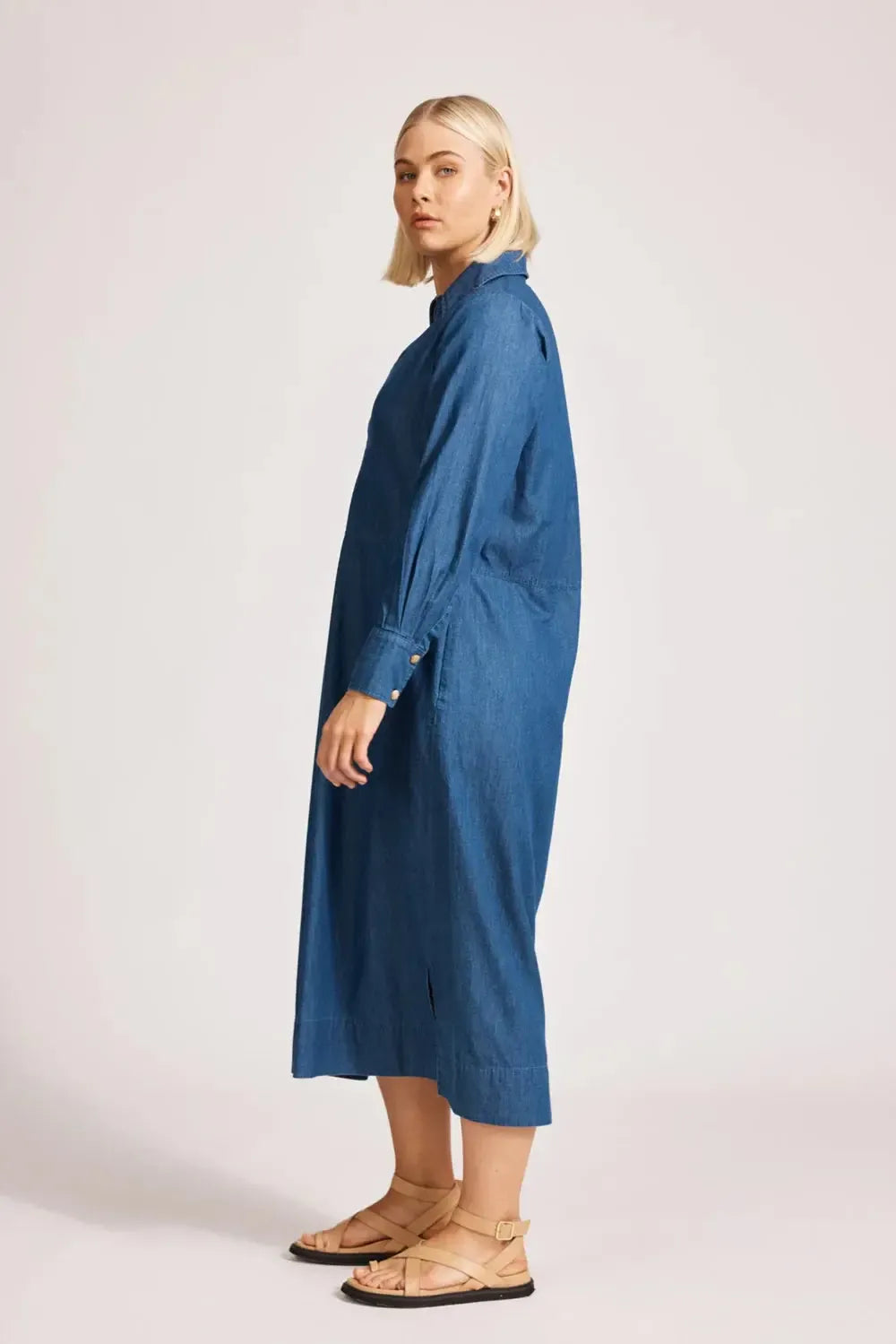 Melenia Denim Collared Dress - Indigo-Eb & Ive-The Bay Room