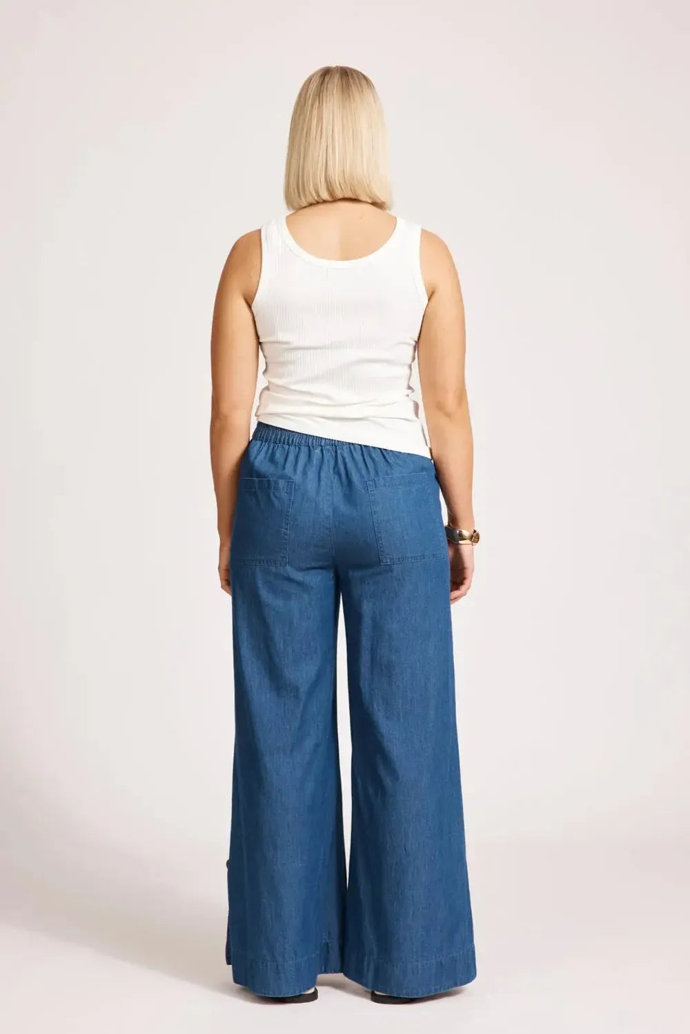 Melenia Denim Split Pant - Indigo-Eb & Ive-The Bay Room