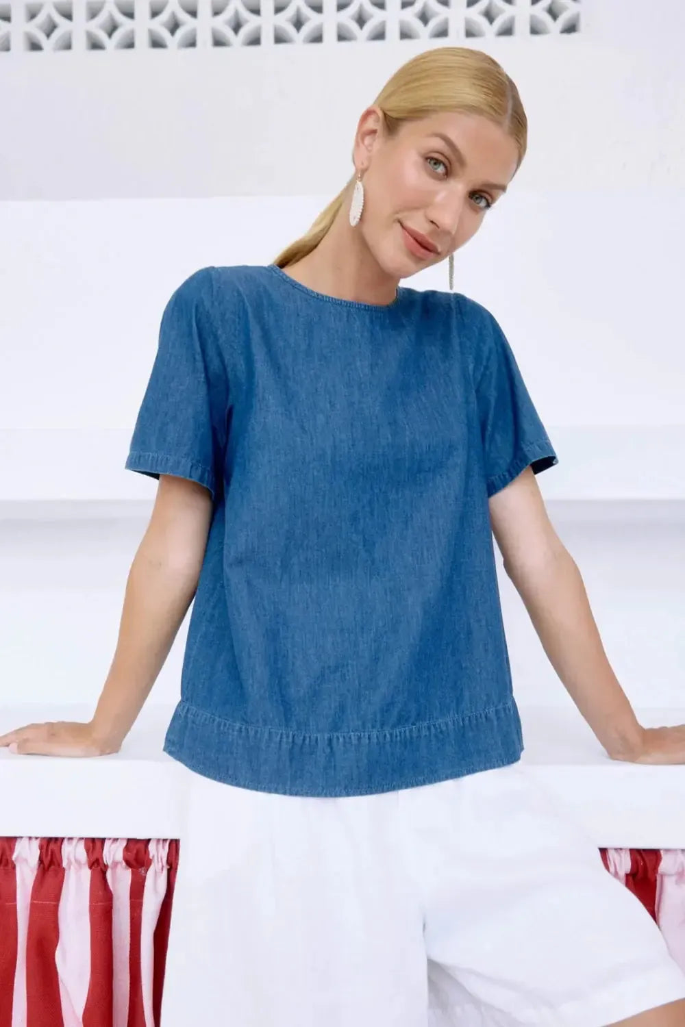 Melenia Denim Top - Indigo-Eb & Ive-The Bay Room