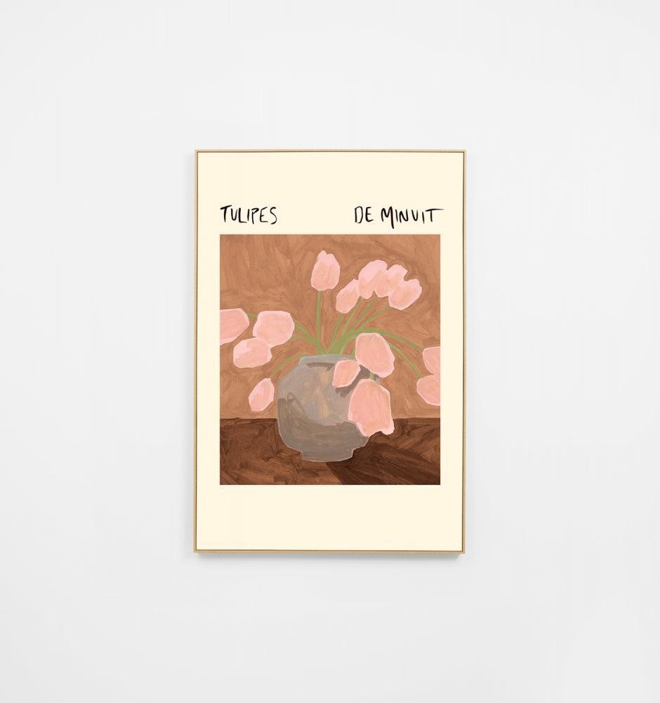 Midnight Tulips Poster Blush Canvas 82x122cm-Wall Decor-Middle of Nowhere-The Bay Room