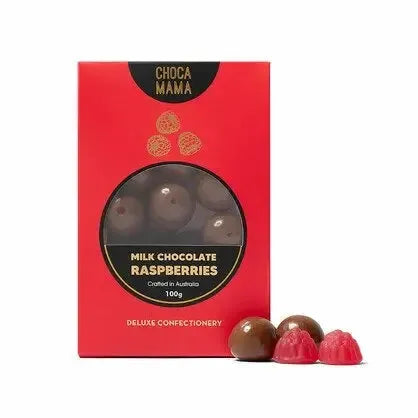Milk Chocolate Raspberries 100g-Gourmet Food & Drink-Chocamama-The Bay Room