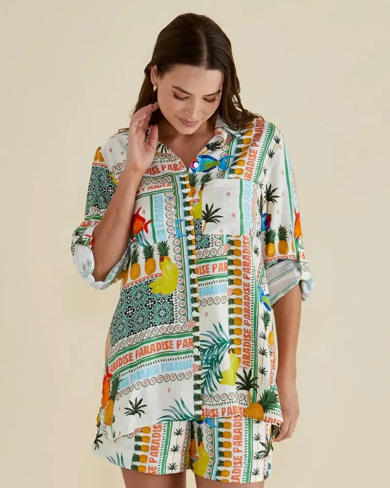 Mills Shirt - Paradise Print-Tops-Betty Basics-The Bay Room