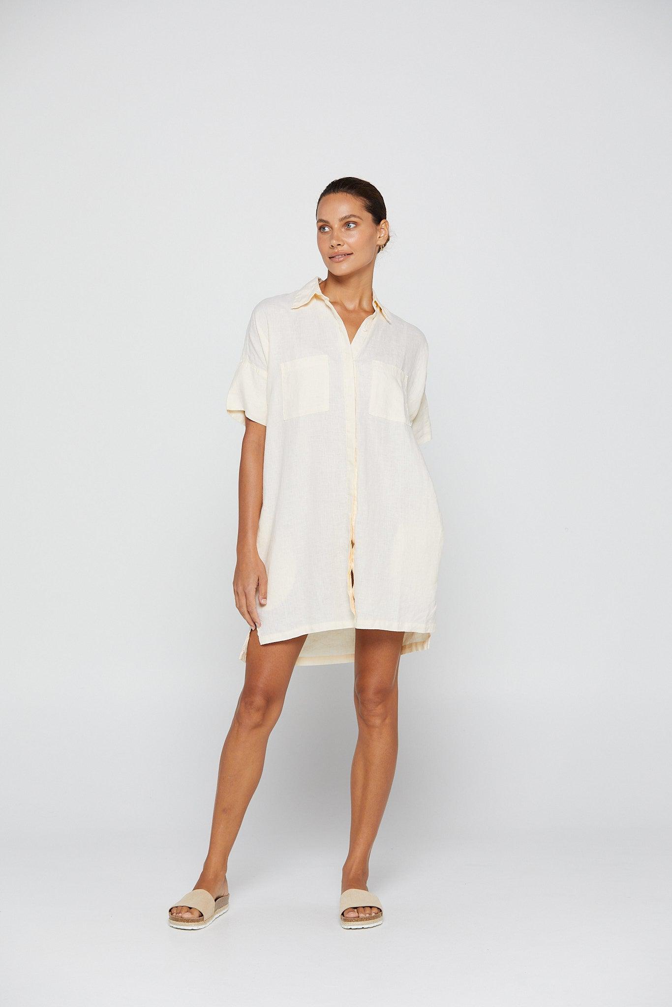 Mina Shirt Dress - Shell-Tops-By RIDLEY-The Bay Room