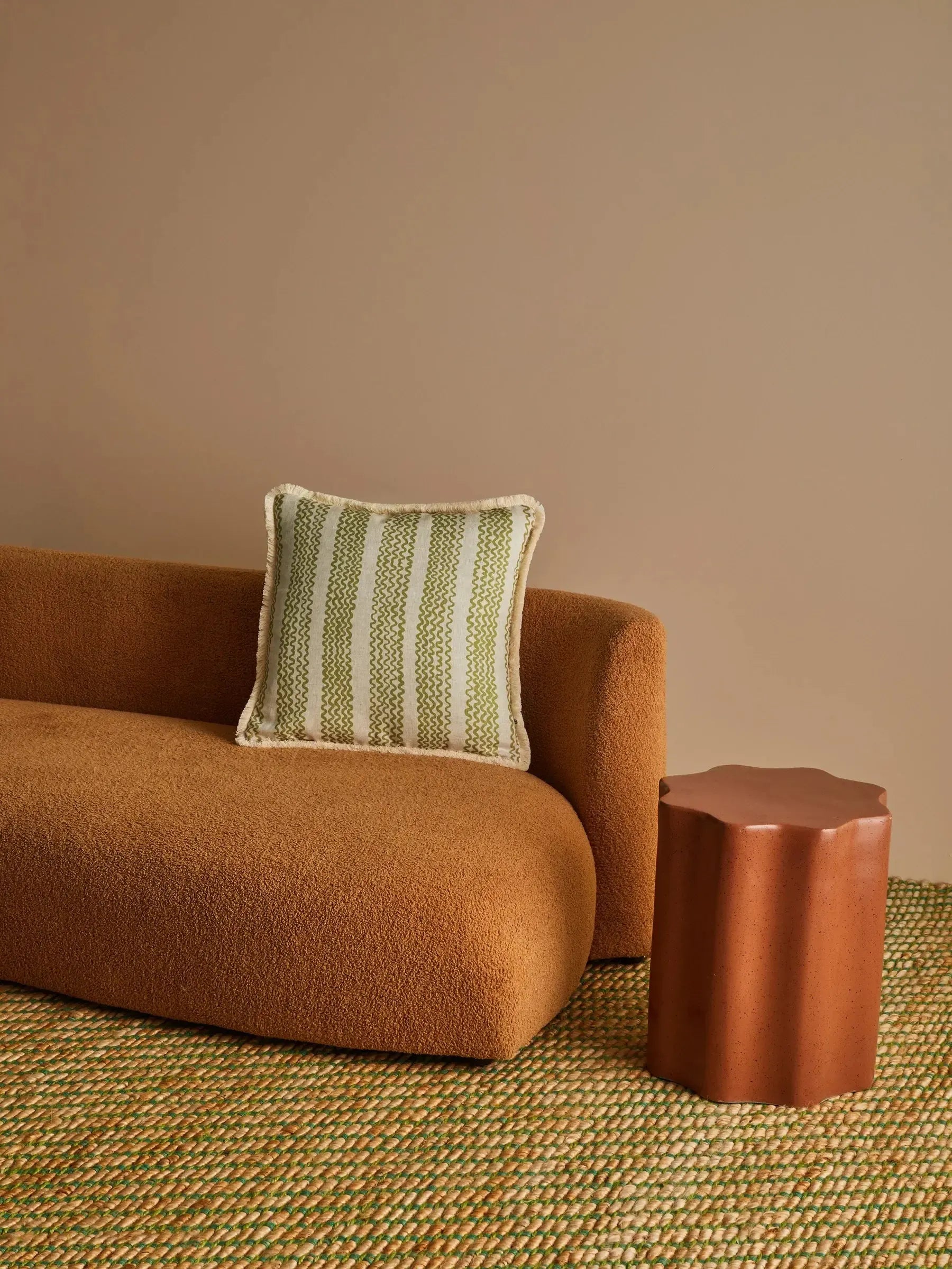 Mini Wave Olive Linen Cushion 50cm-Soft Furnishings-Bonnie & Neil-The Bay Room