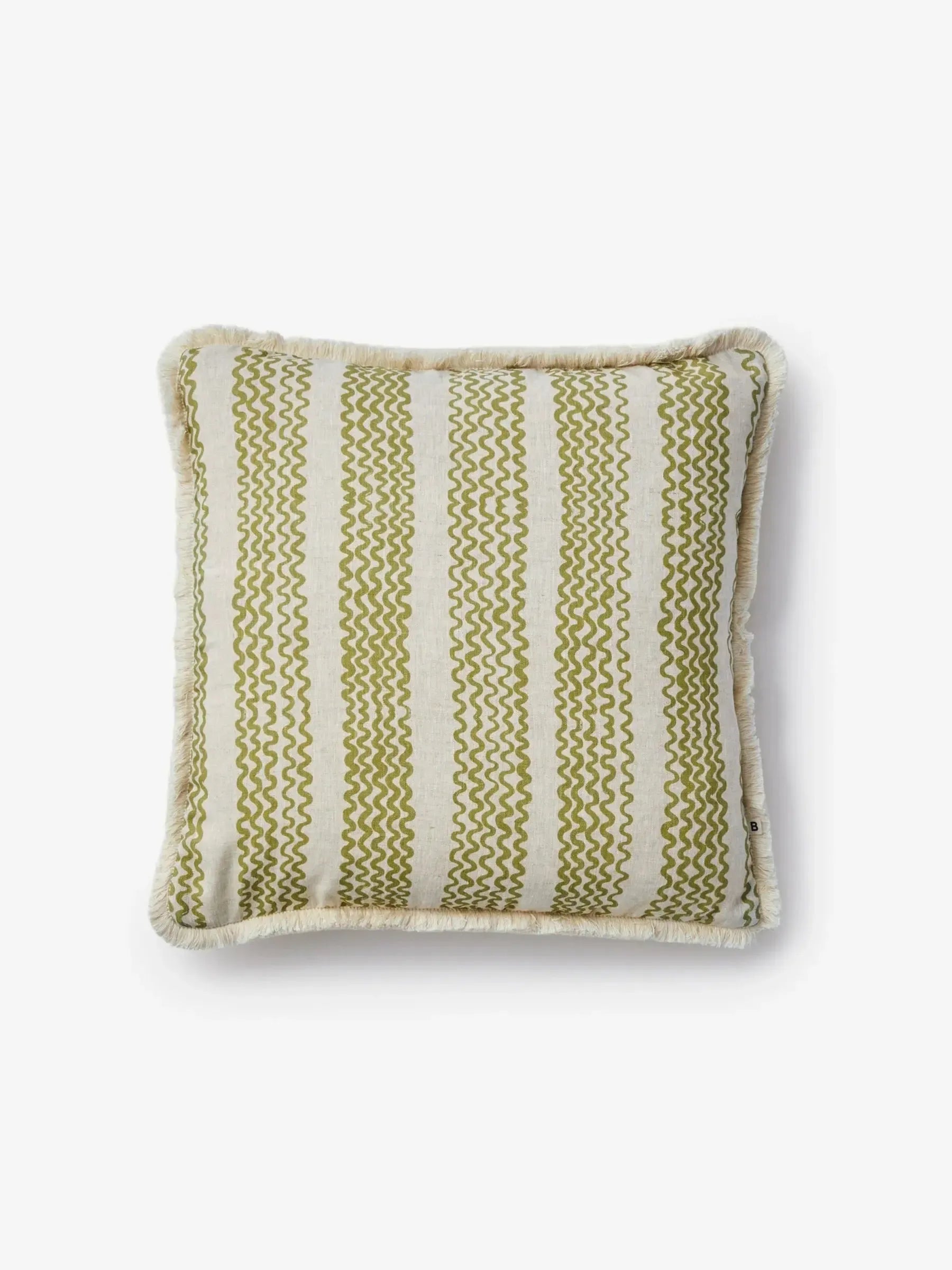 Mini Wave Olive Linen Cushion 50cm-Soft Furnishings-Bonnie & Neil-The Bay Room