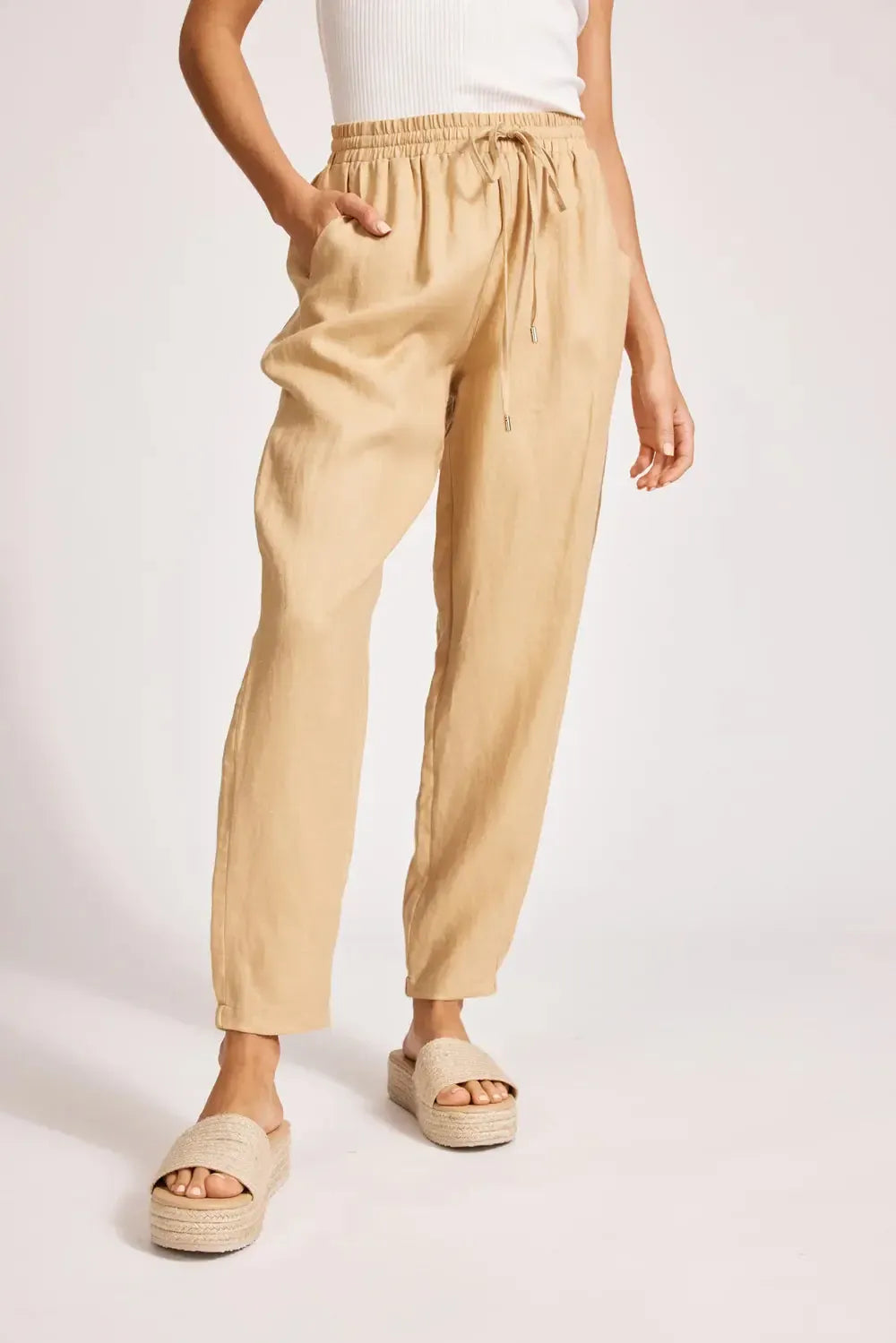 Miramar Pant - Camel-Eb & Ive-The Bay Room