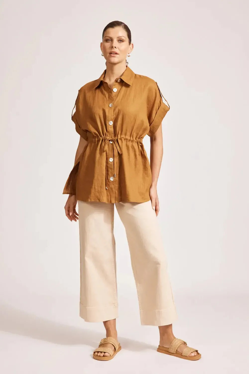Miramar Tie Shirt - Caramel-Eb & Ive-The Bay Room
