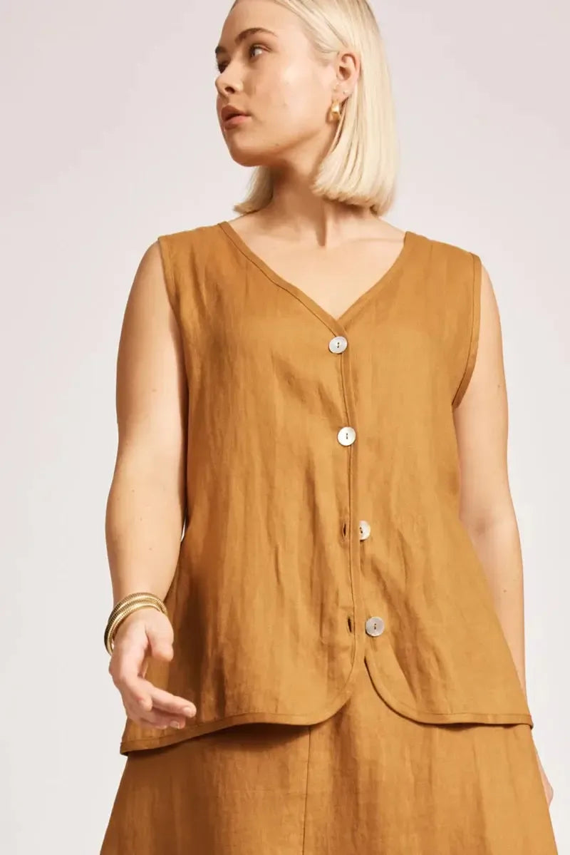 Miramar Vest - Caramel-Eb & Ive-The Bay Room