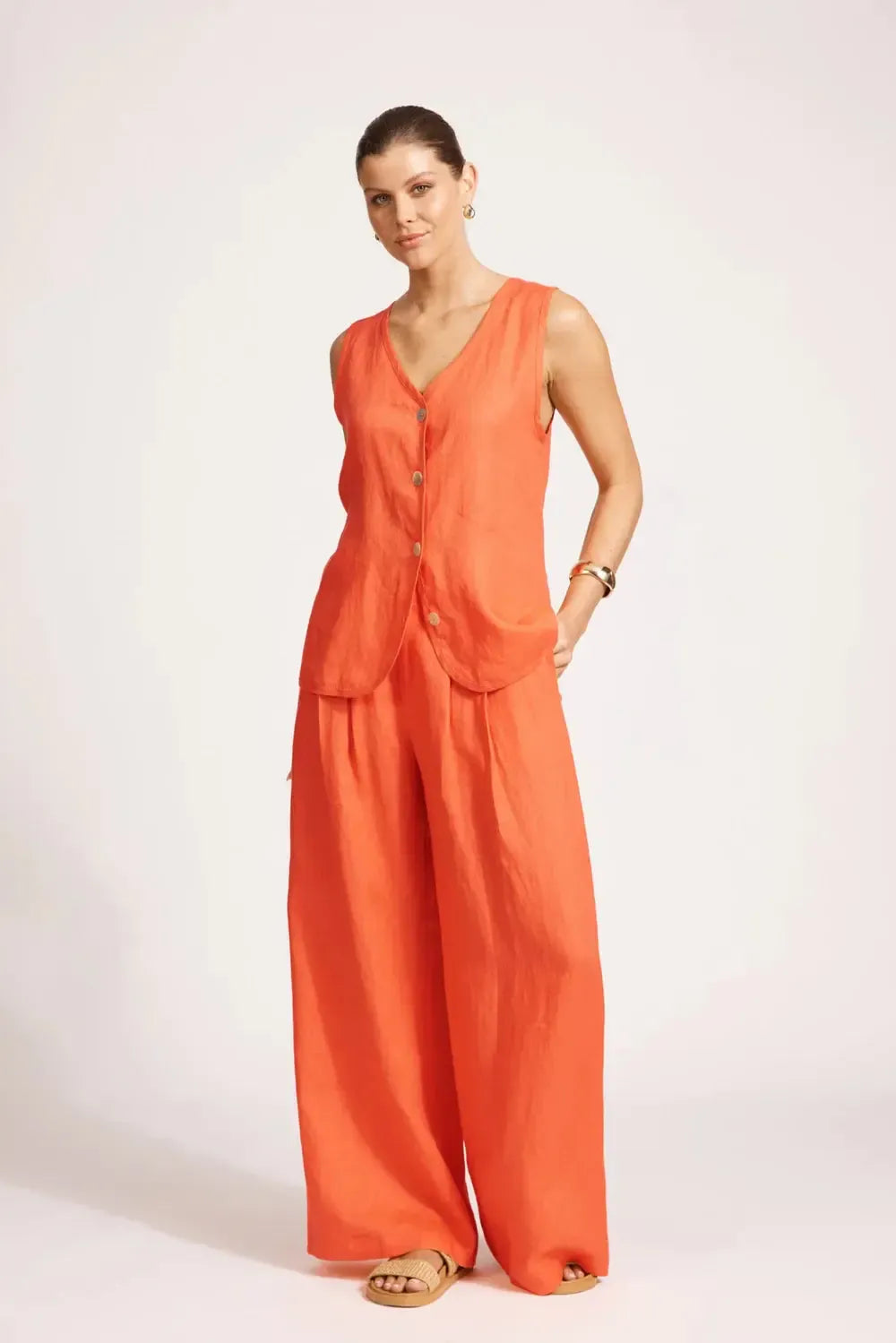 Miramar Vest - Coral-Eb & Ive-The Bay Room