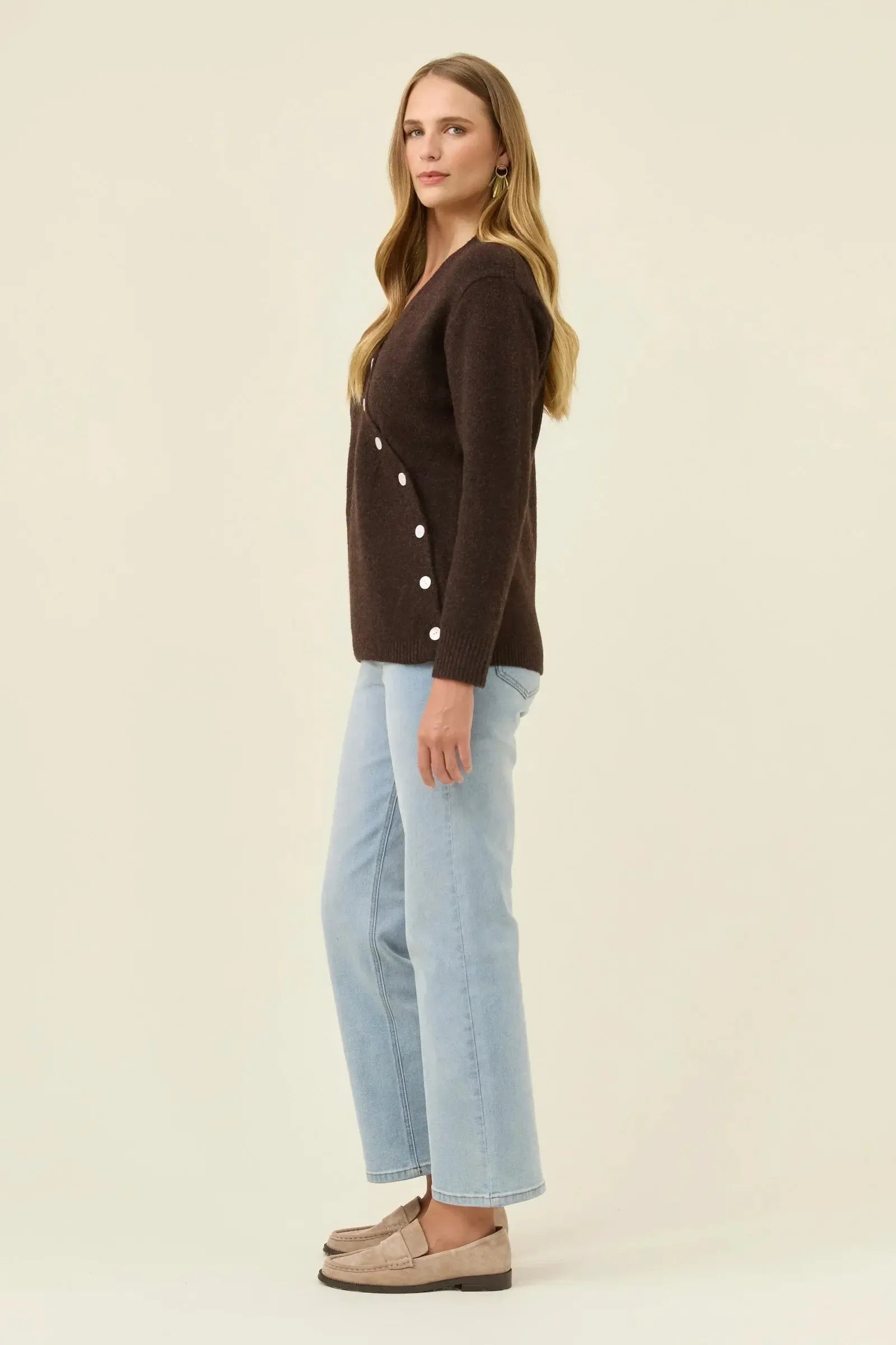 Miru Button Cardigan - Chocolate-Knitwear & Jumpers-Isle Of Mine-The Bay Room