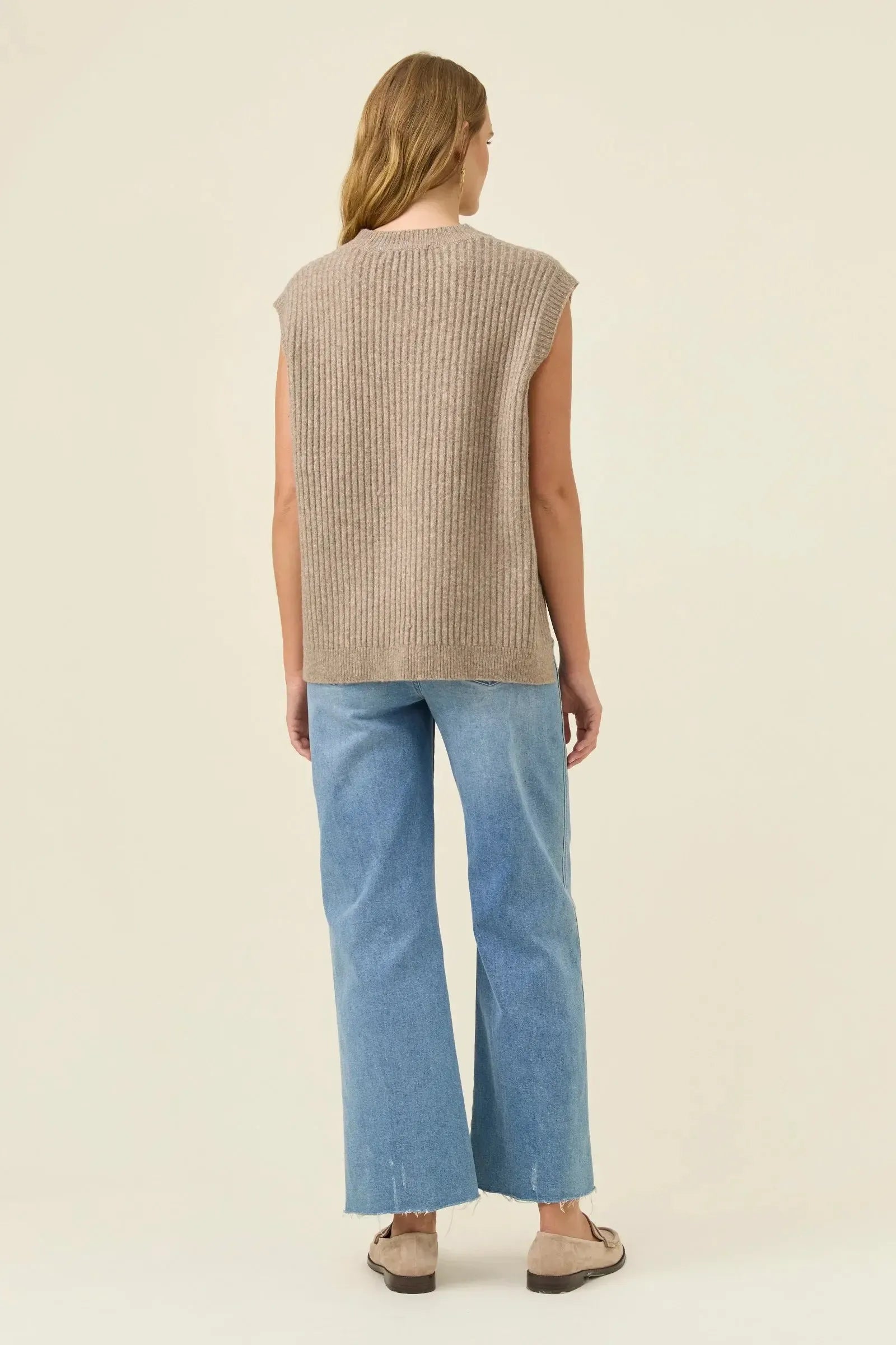Miru Crew Knit Vest - Stone-Isle Of Mine-The Bay Room