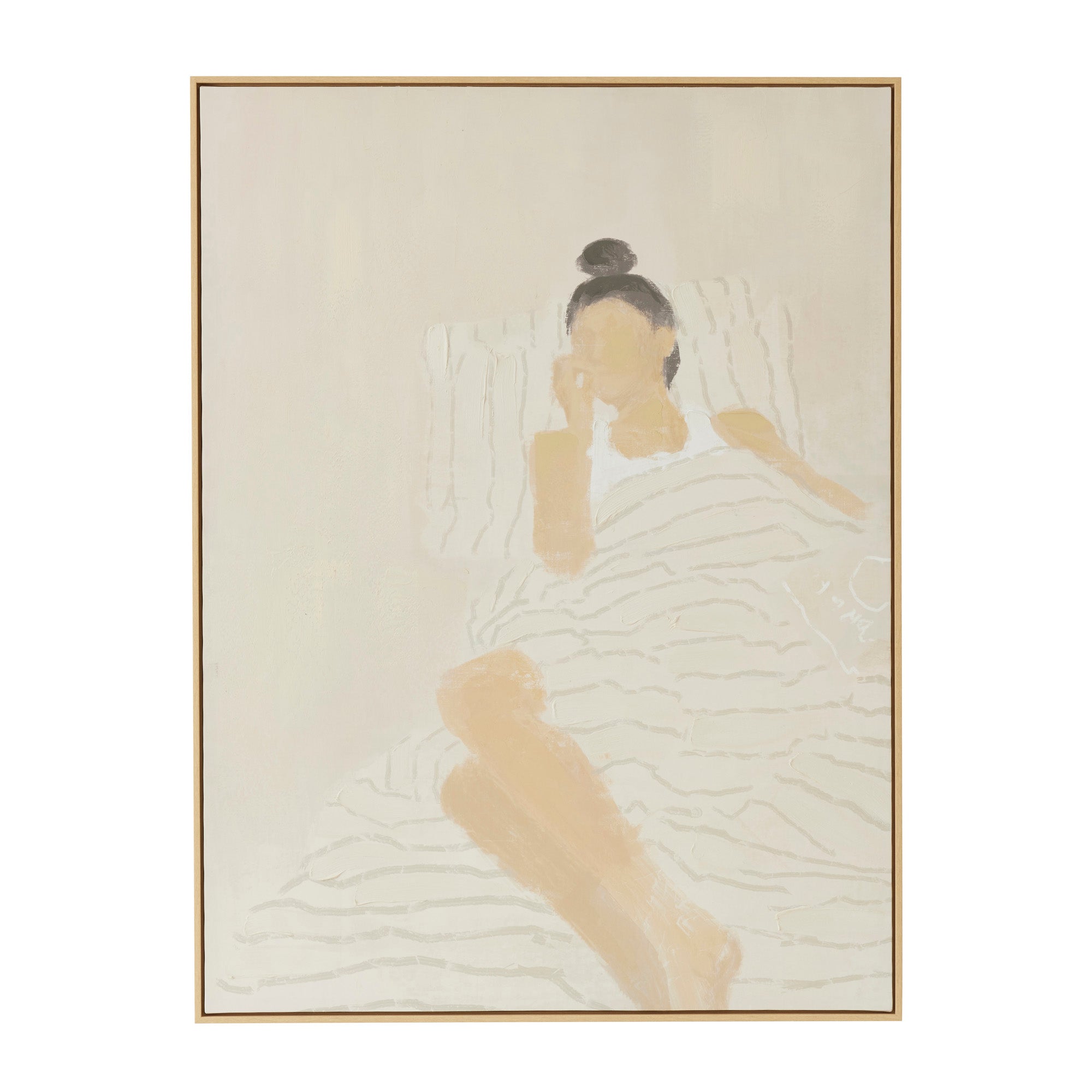 Monique Natural Frame Oil Canvas 90x120cm-Wall Decor-Coast To Coast Home-The Bay Room