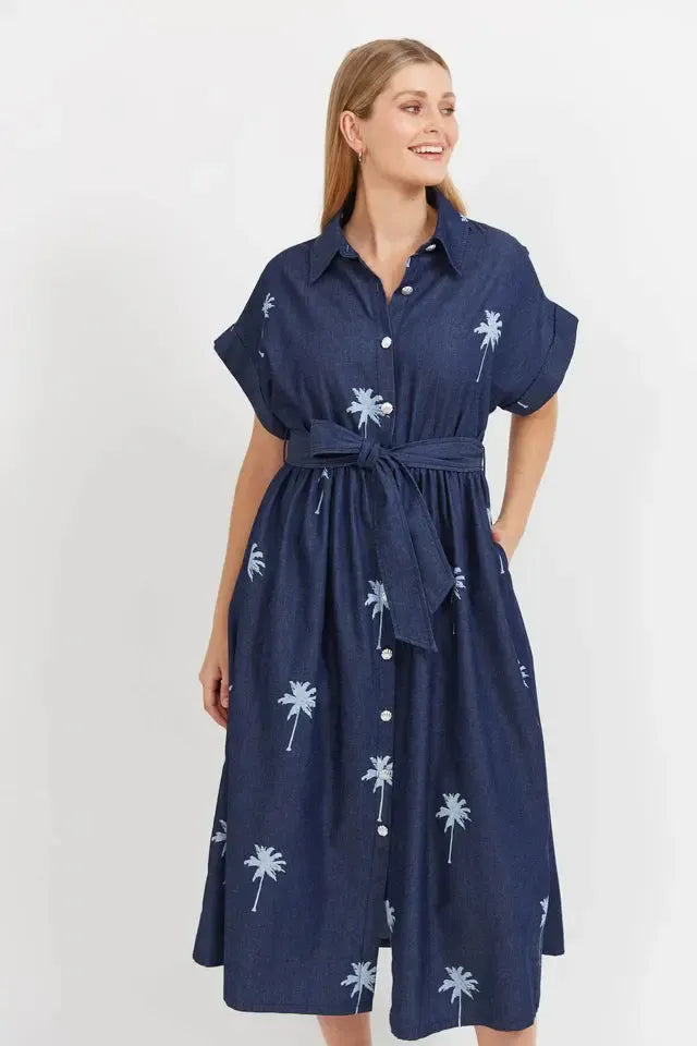 Montego Denim Shirt Dress - Indigo-Dresses-Haven-The Bay Room