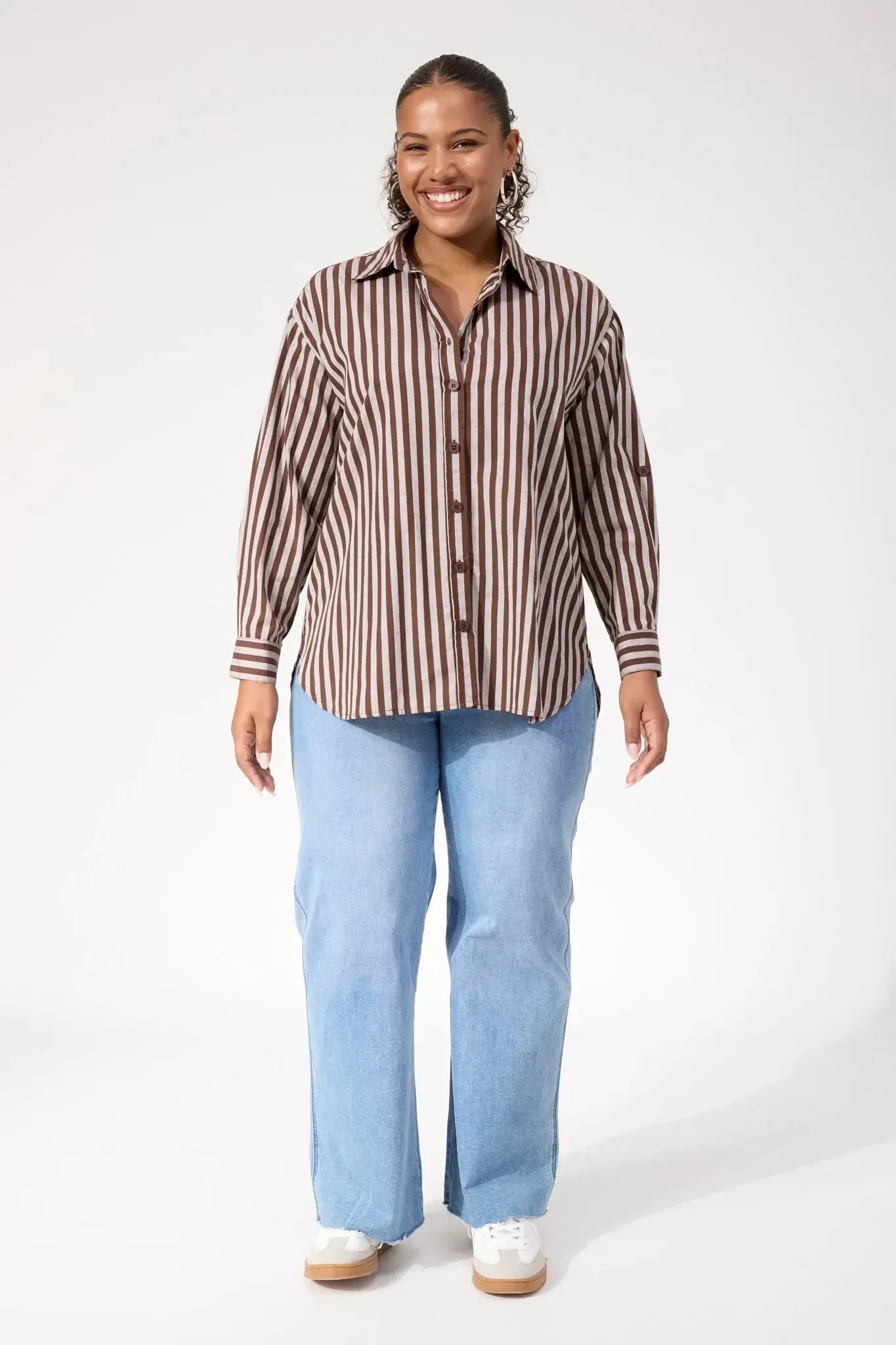 Monterosa Stripe Shirt - Brown-Tops-Haven-The Bay Room