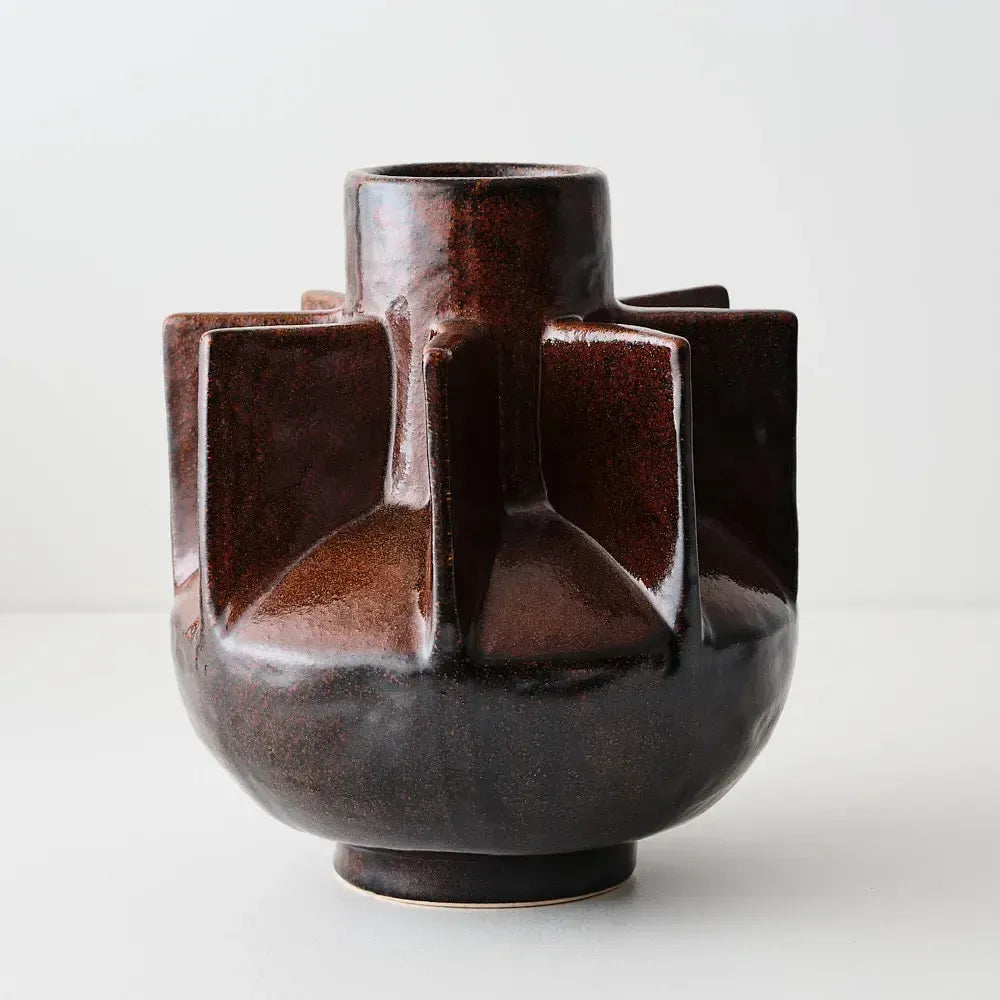Motala Vase Chocolate Brown 23x27cm-Pots, Planters & Vases-Floral Interiors-The Bay Room