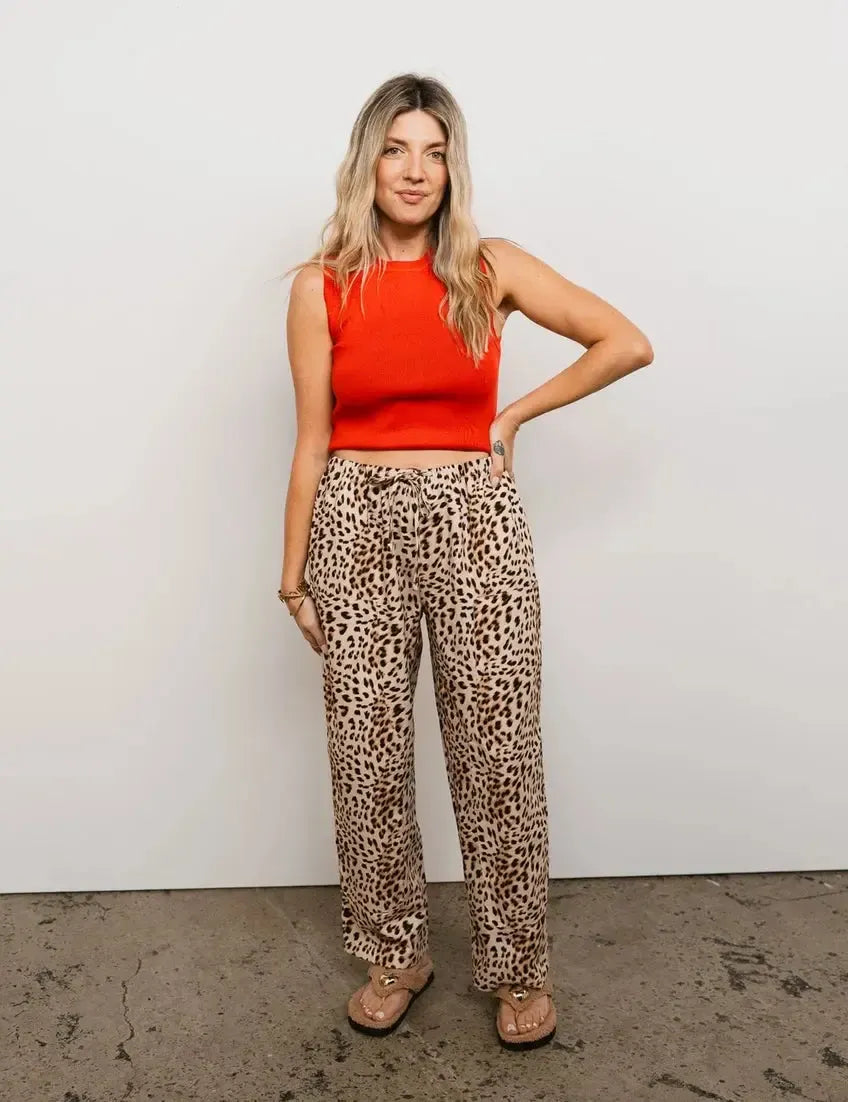 Mumza Twill Pants in Leopard-Pants-Sonny Label-The Bay Room