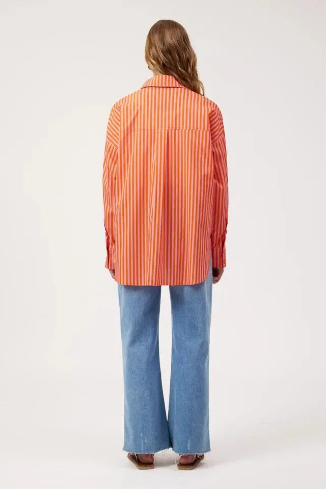 Mykonos Embroidered Stripe Shirt - Pink-Tops-Haven-The Bay Room