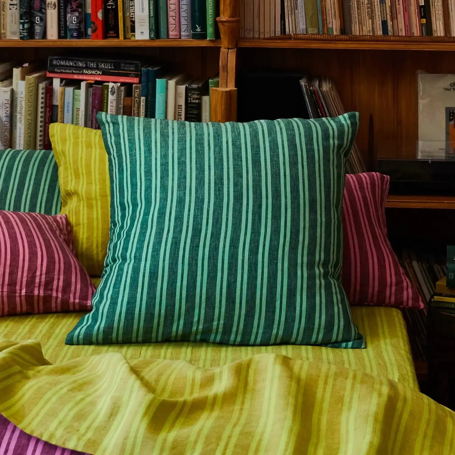 Nadine Linen Euro Pillowcase Set - Forest-Soft Furnishings-Sage & Clare-The Bay Room