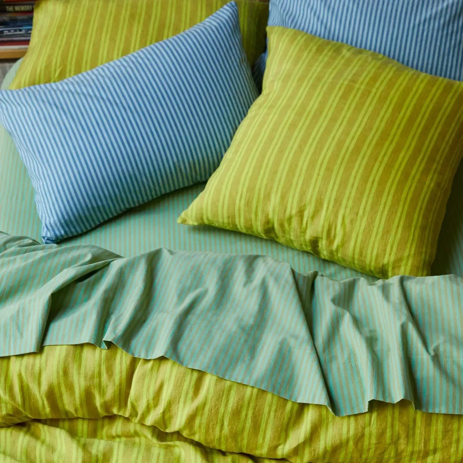 Nadine Linen Euro Pillowcase Set - Olive-Soft Furnishings-Sage & Clare-The Bay Room