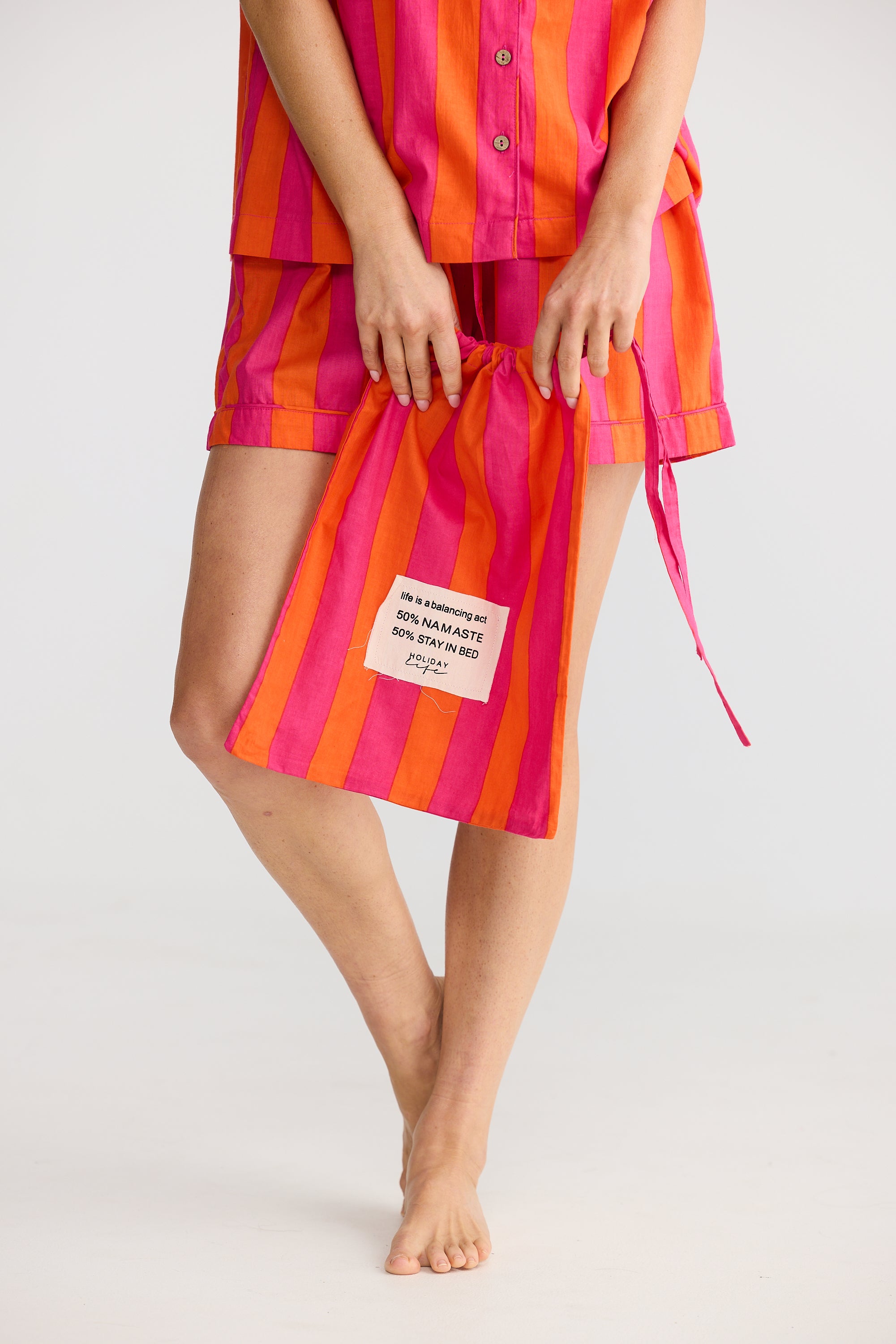 Namaste Pyjama Set - Candy Stripe-Sleepwear & Robes-Holiday-The Bay Room