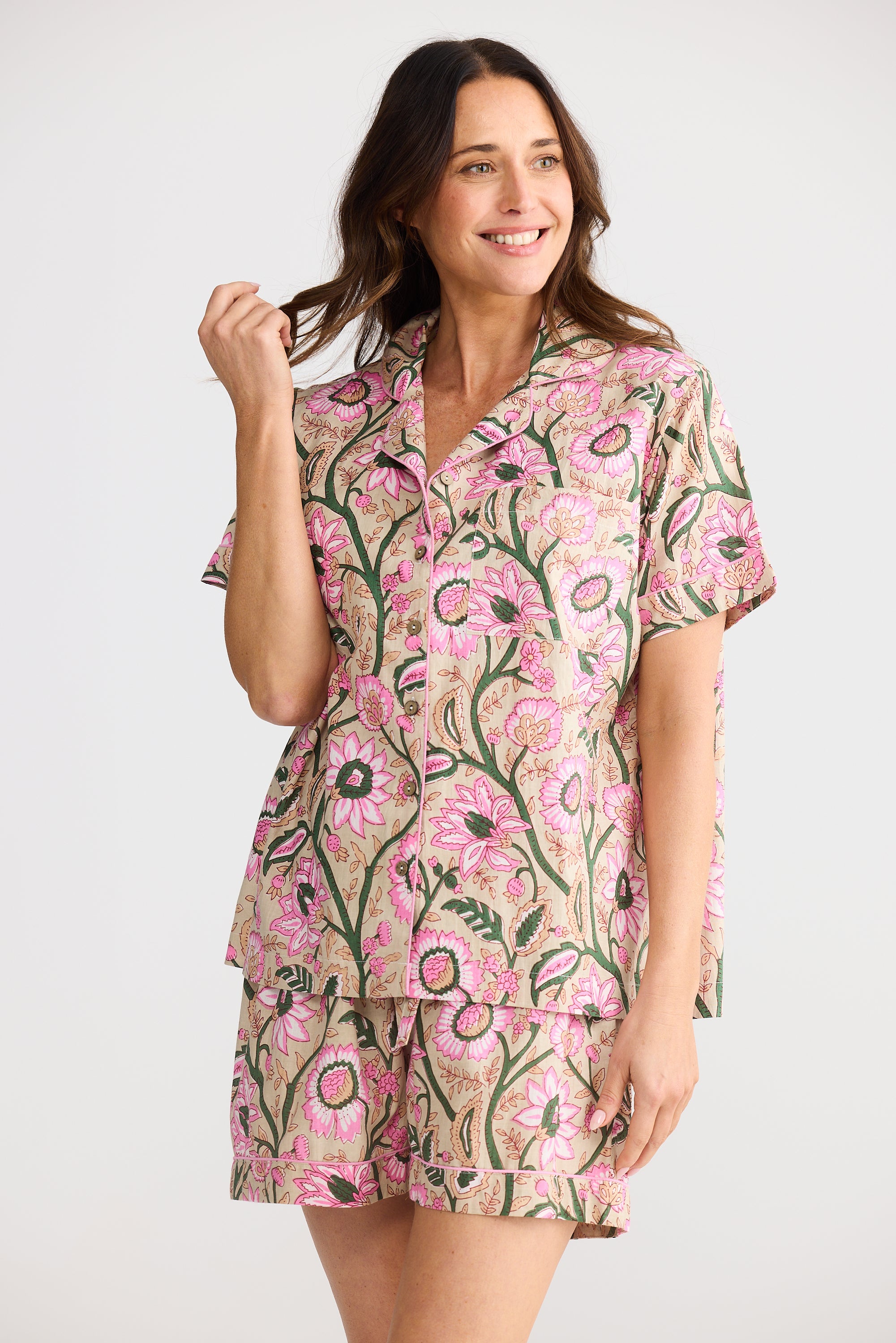 Namaste Pyjama Set - Fleur Print-Sleepwear & Robes-Holiday-The Bay Room