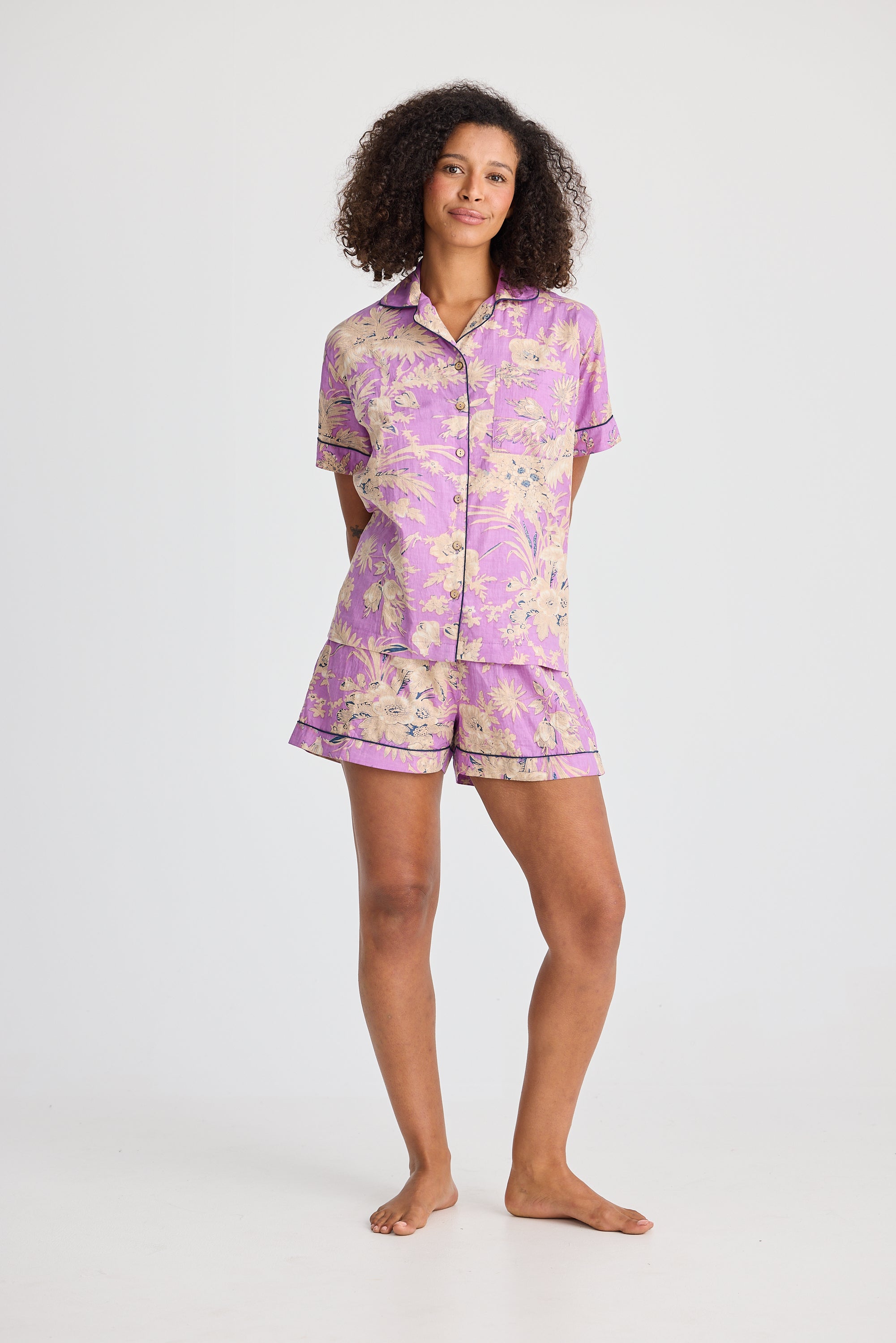 Namaste Pyjama Set - Purple Haveli Print-Holiday-The Bay Room