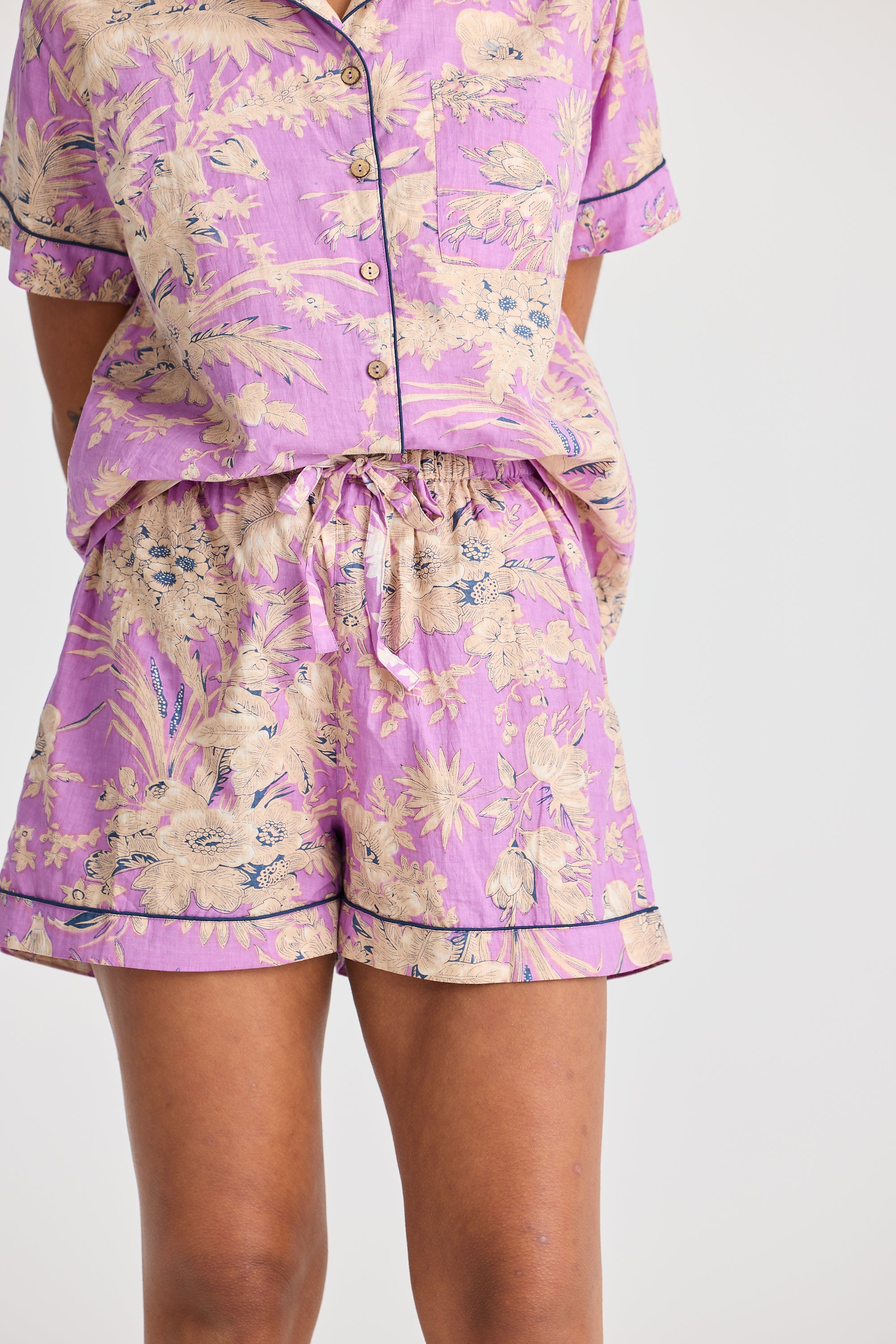 Namaste Pyjama Set - Purple Haveli Print-Holiday-The Bay Room
