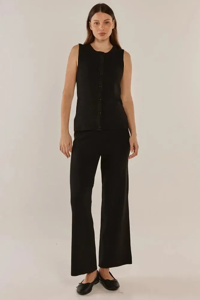 Nash Knit Pant - Black-Pants-Betty Basics-The Bay Room