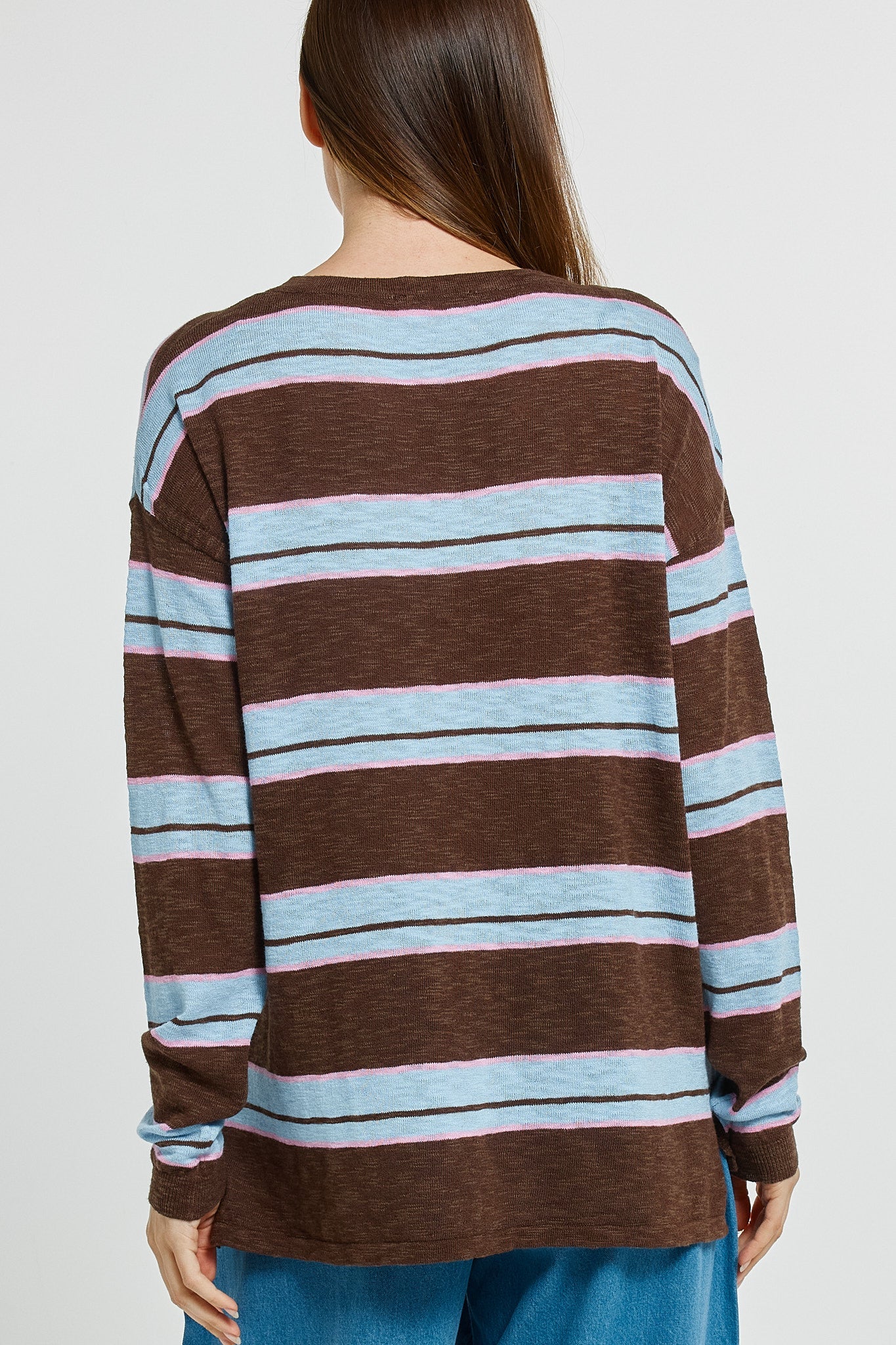 Natasha Knit Top - Chocolate/Blue/Pink Stripe-Knitwear & Jumpers-Betty Basics-The Bay Room